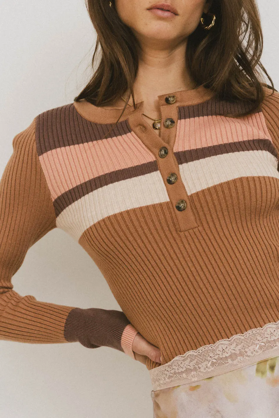 Grethena Ribbed Top in Camel - FINAL SALE - Image 2