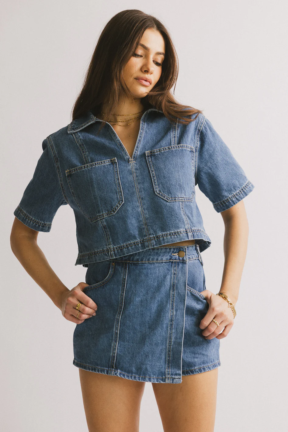 Gretta Collared Denim Top - FINAL SALE - Image 7