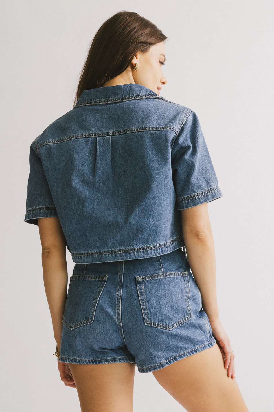 Gretta Collared Denim Top - FINAL SALE - Image 9