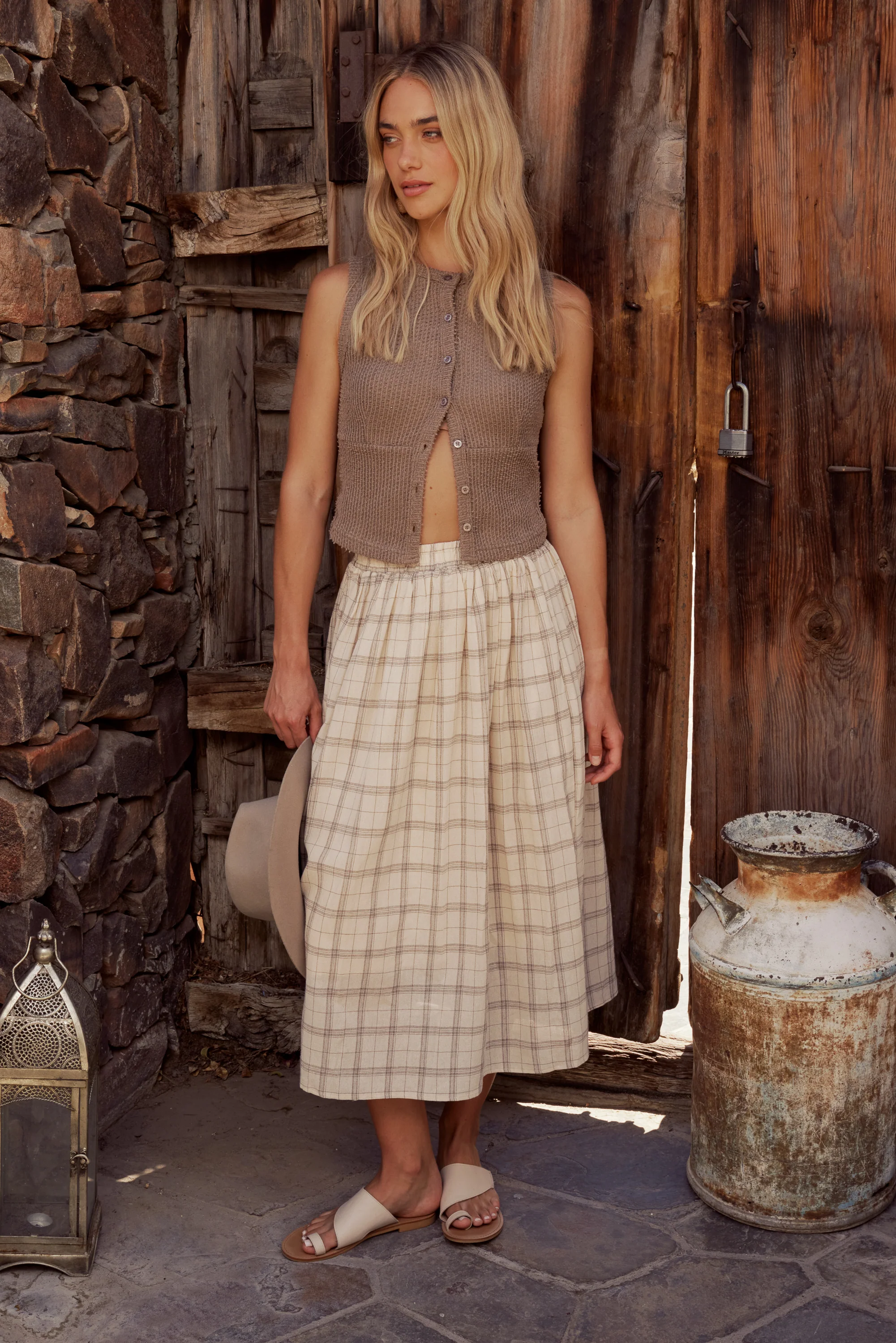 Griffin Knit Tank Top in Taupe - FINAL SALE - Image 5