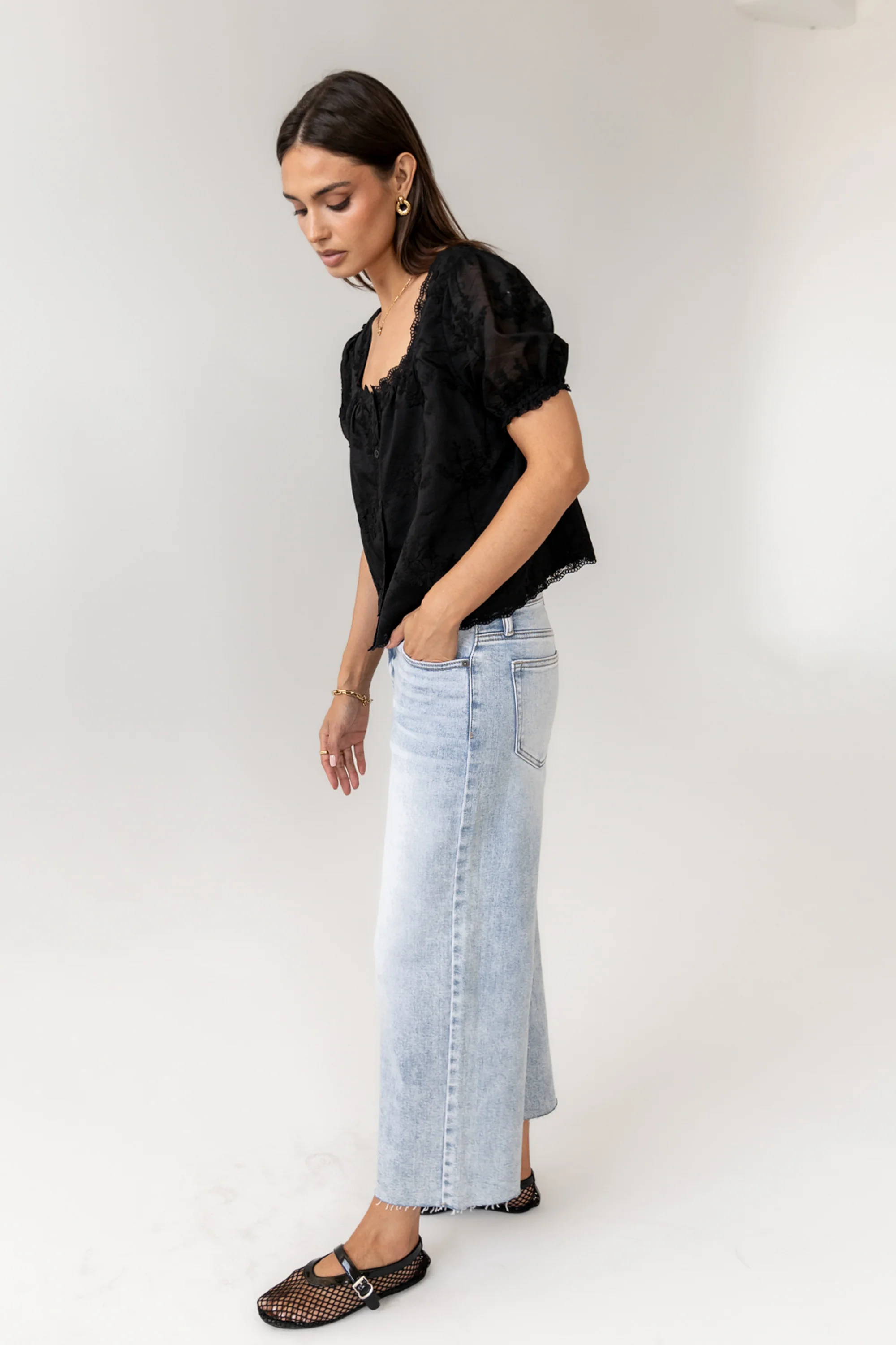 Hadley Embroidered Blouse in Black - FINAL SALE - Image 5