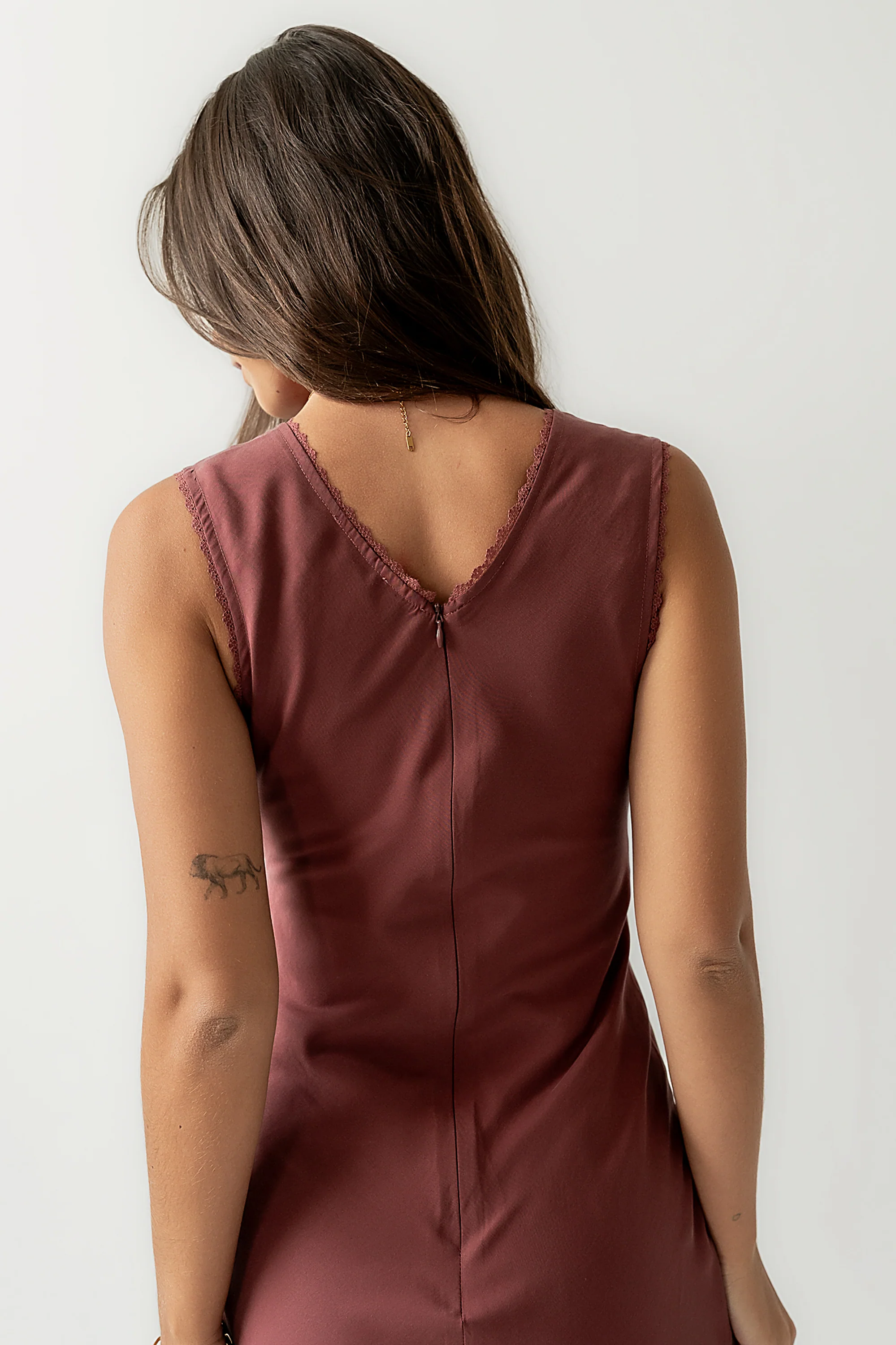 Hailey Lace Trim Maxi Dress in Marsala - FINAL SALE - Image 5