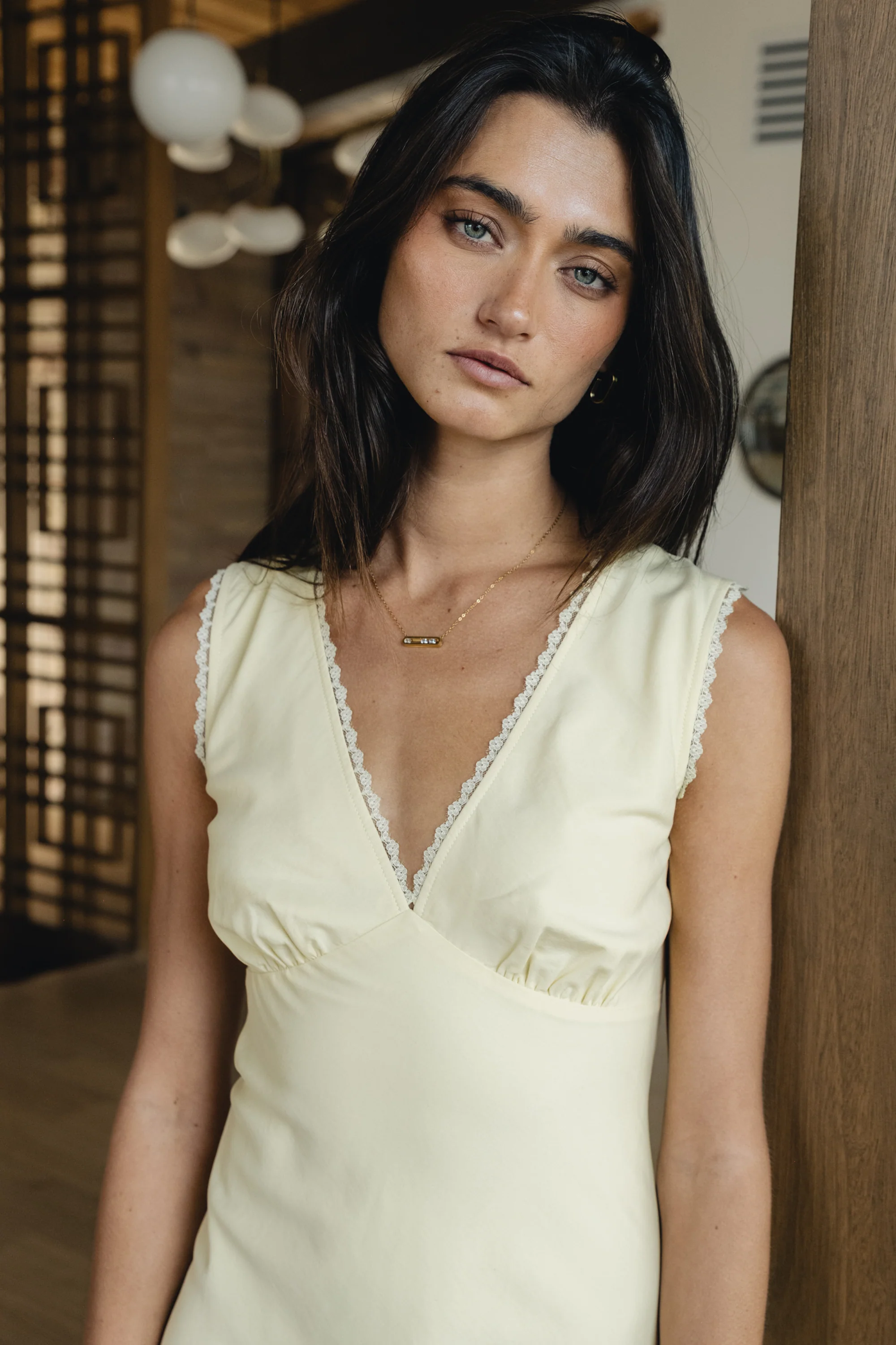 Hailey Lace Trim Maxi Dress in Yellow - Image 5