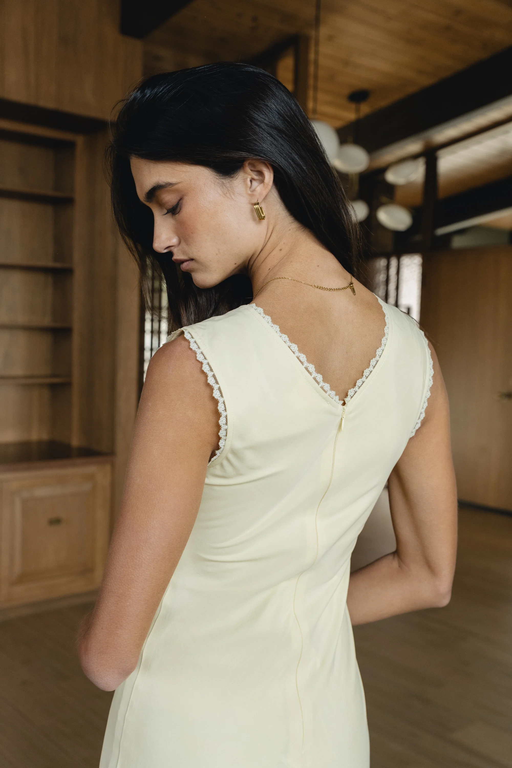 Hailey Lace Trim Maxi Dress in Yellow - Image 6