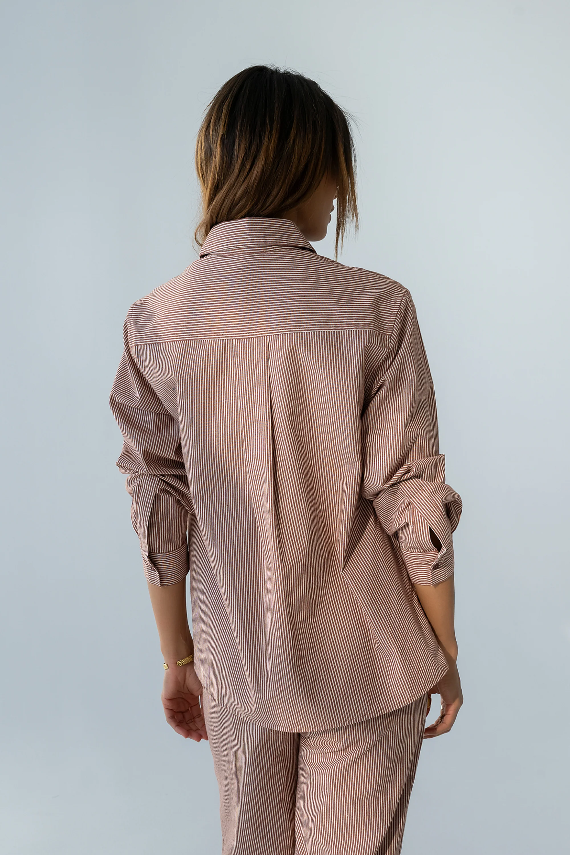 Hailey Striped Button Up in Mauve - Image 2