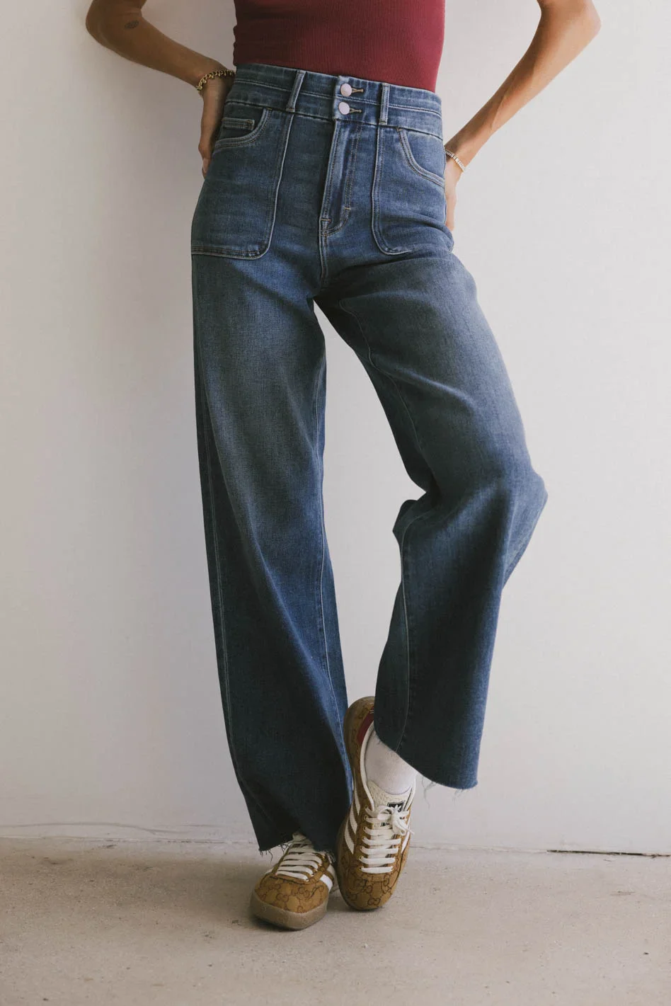 Haley Distressed Wide Leg Jeans - Image 5
