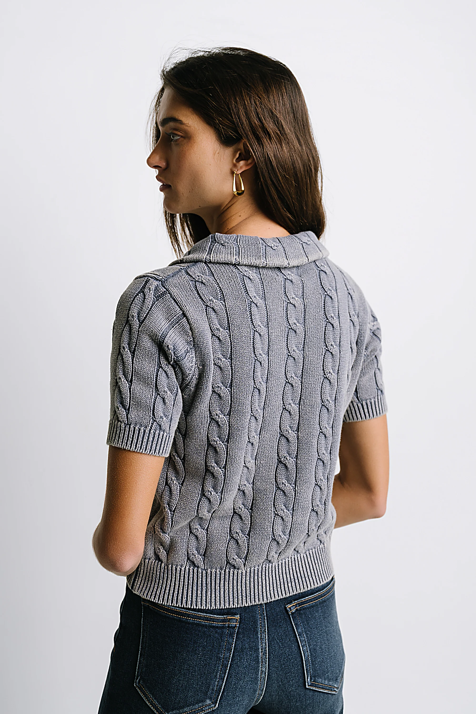 Halle Cable Knit Top in Blue - Image 2