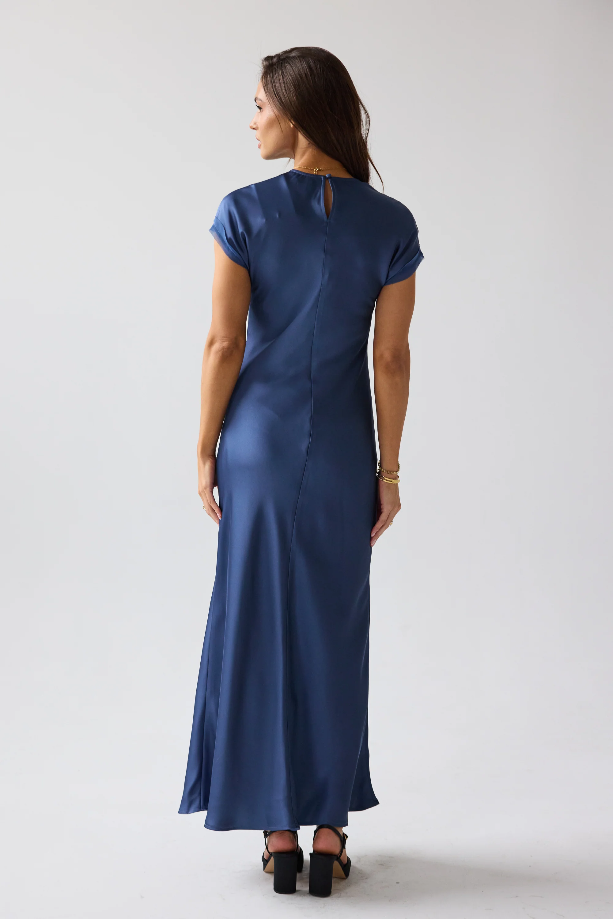 Hanna Satin Maxi Dress in Blue - FINAL SALE - Image 2