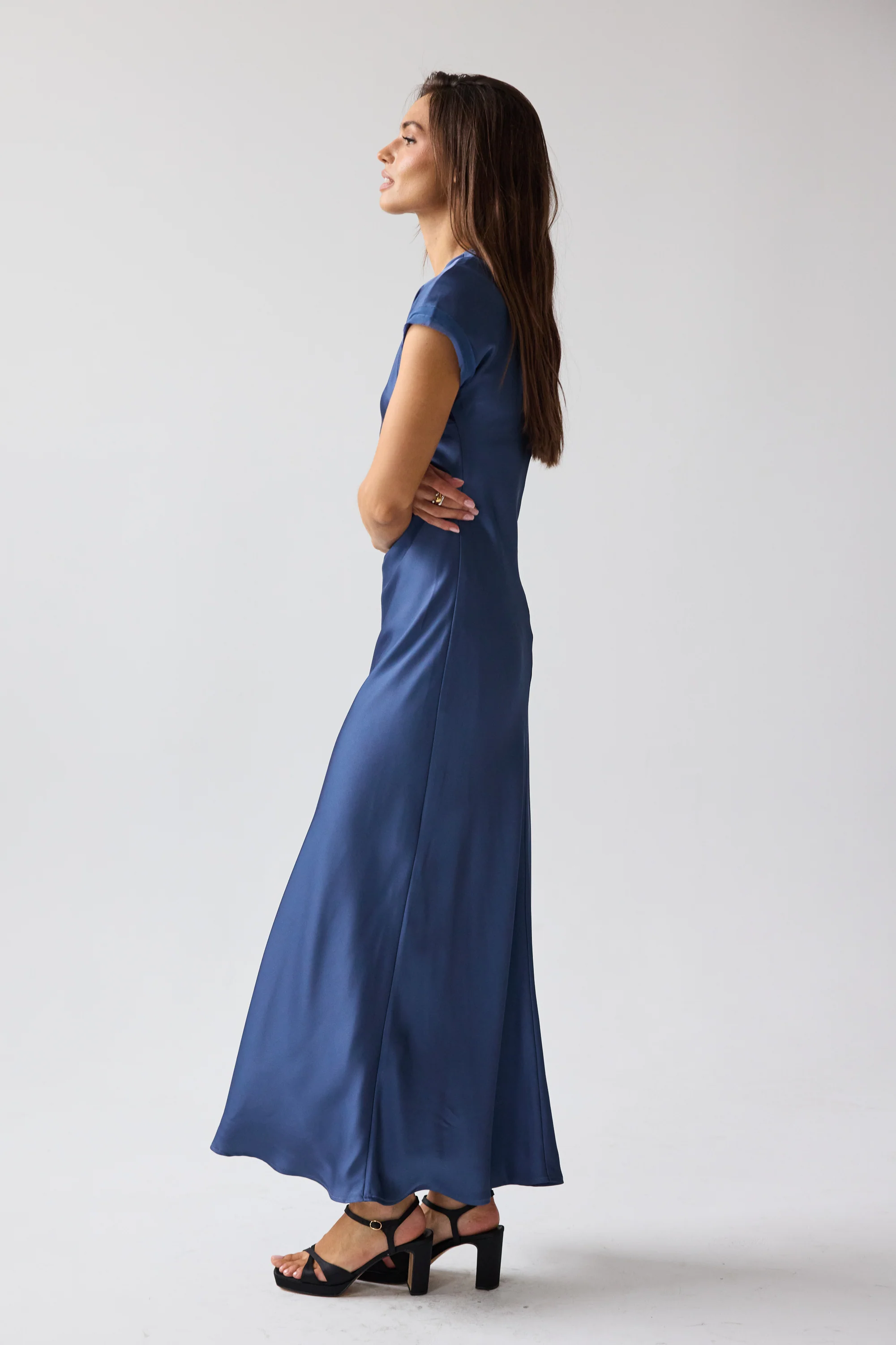 Hanna Satin Maxi Dress in Blue - FINAL SALE - Image 3