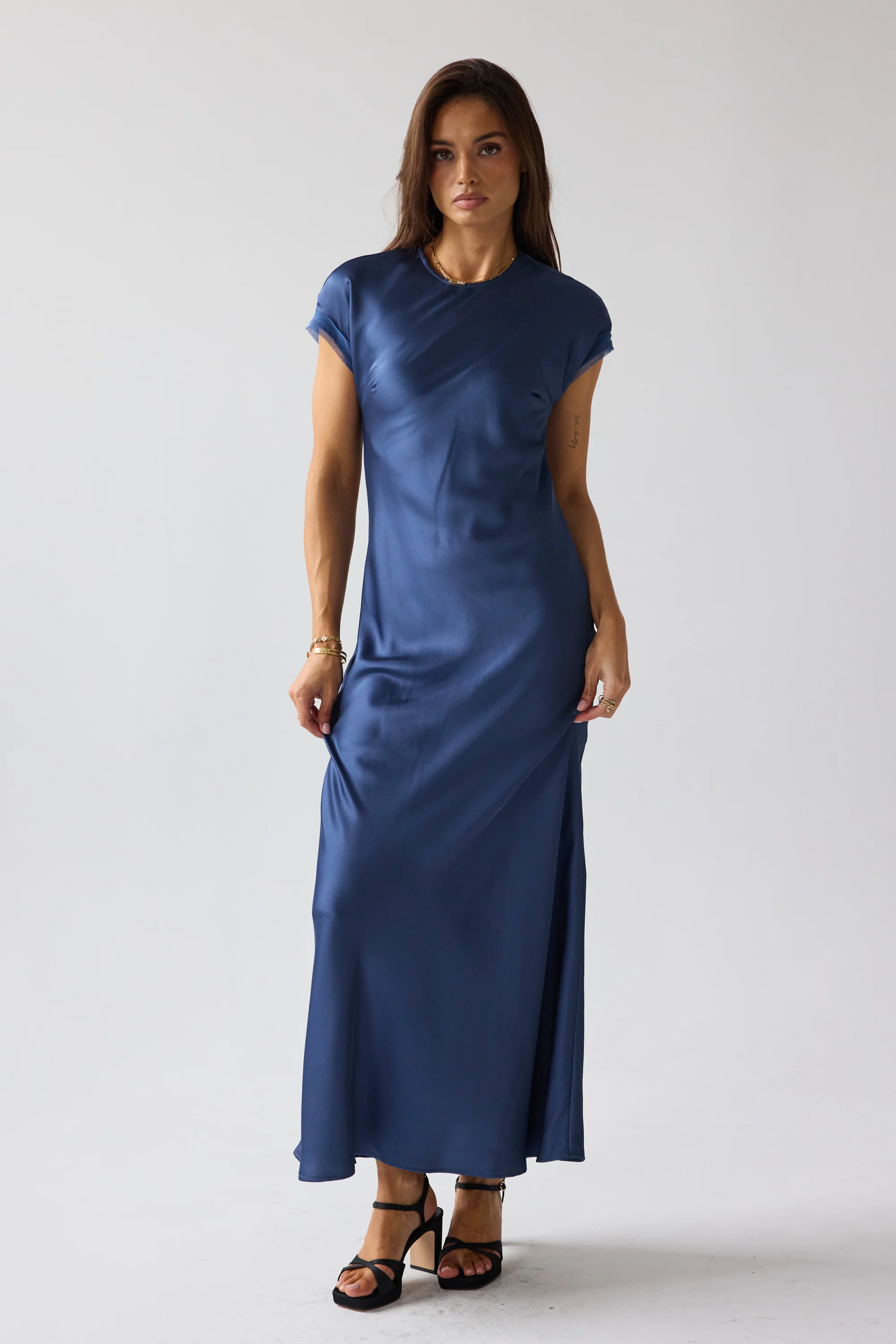 Hanna Satin Maxi Dress in Blue - FINAL SALE - Image 4