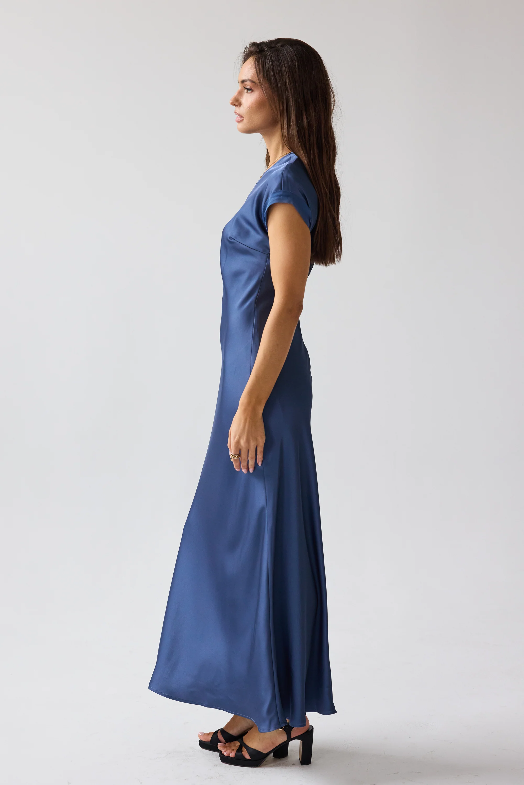 Hanna Satin Maxi Dress in Blue - FINAL SALE - Image 5