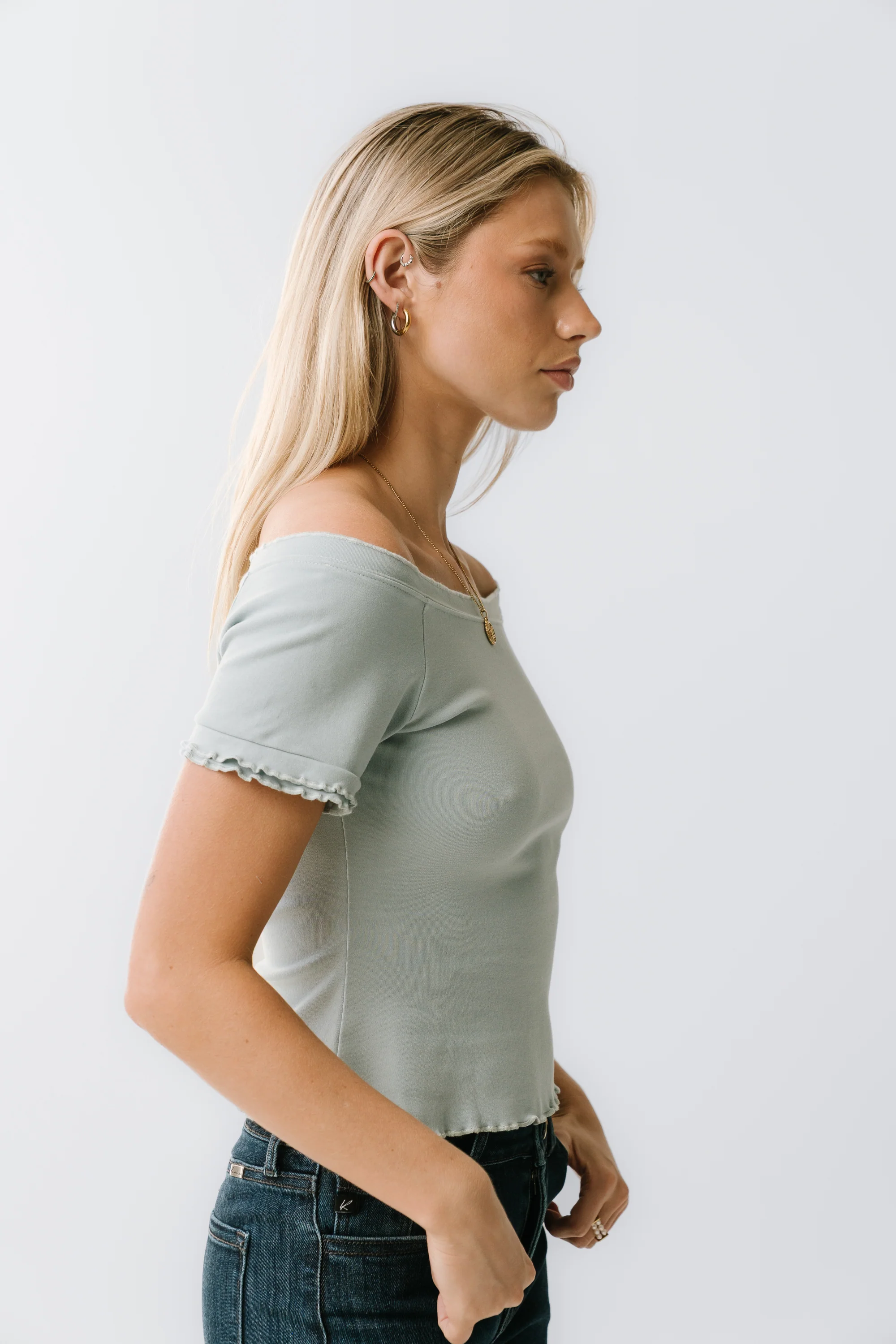 Hannah Lettuce Edge Top in Blue - FINAL SALE - Image 3
