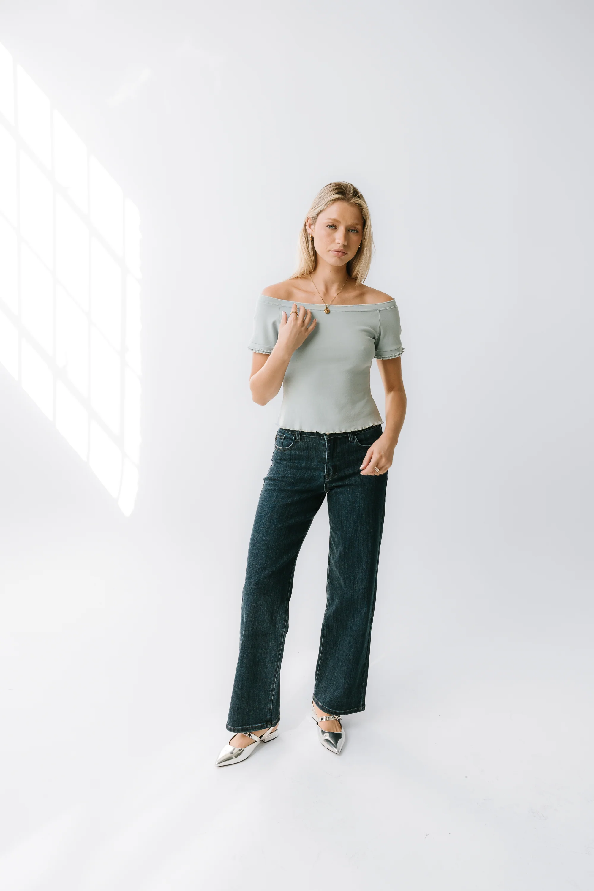 Hannah Lettuce Edge Top in Blue - FINAL SALE - Image 4