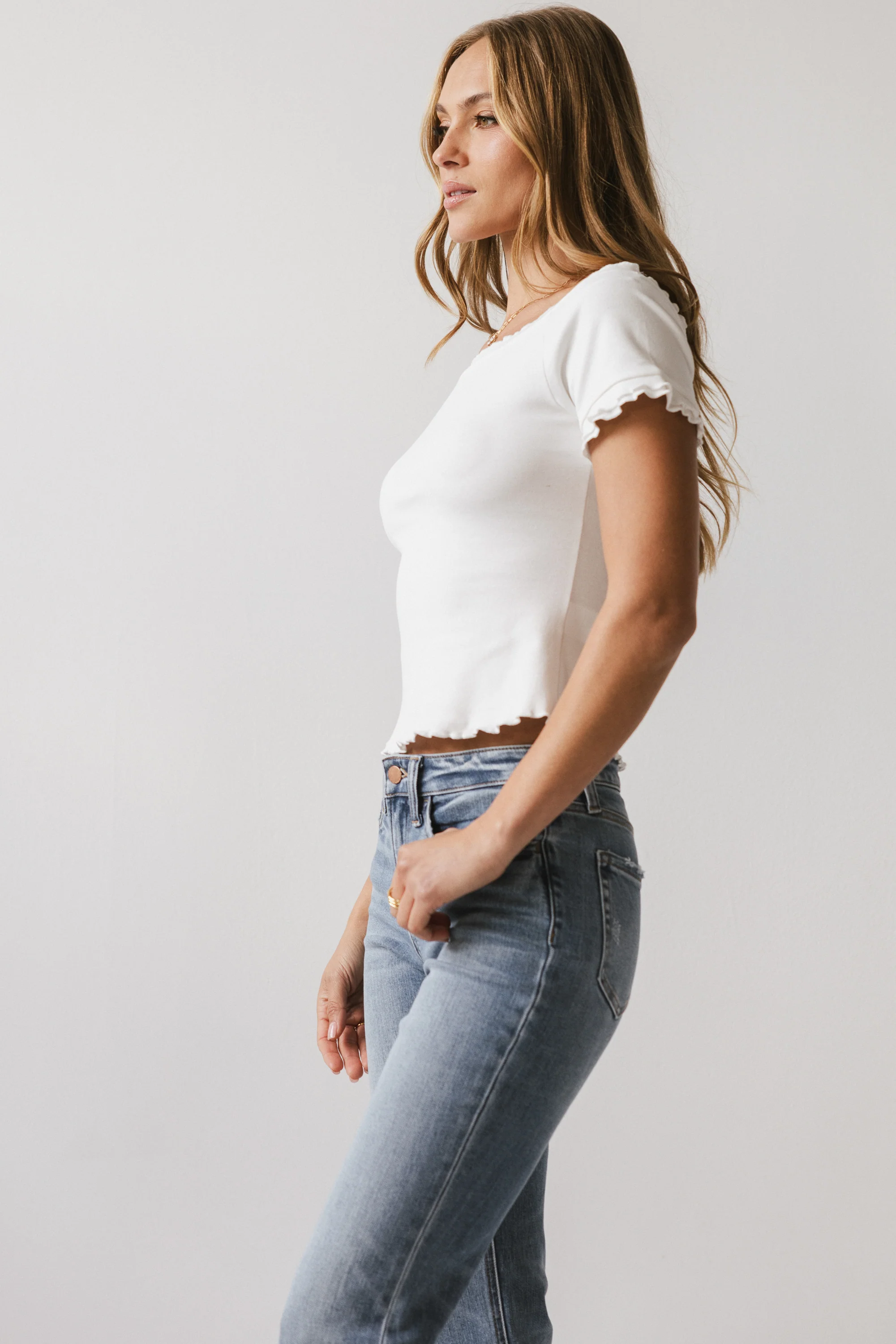 Hannah Lettuce Edge Top in White - FINAL SALE - Image 8