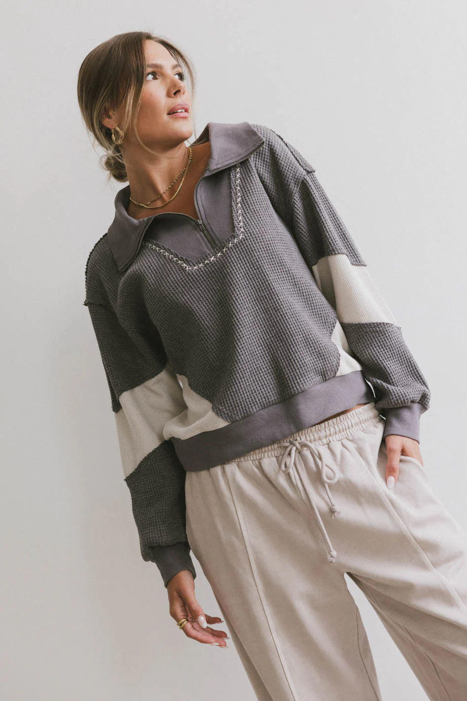 Harbor Knit Quarter Zip in Charcoal - FINAL SALE - Image 2