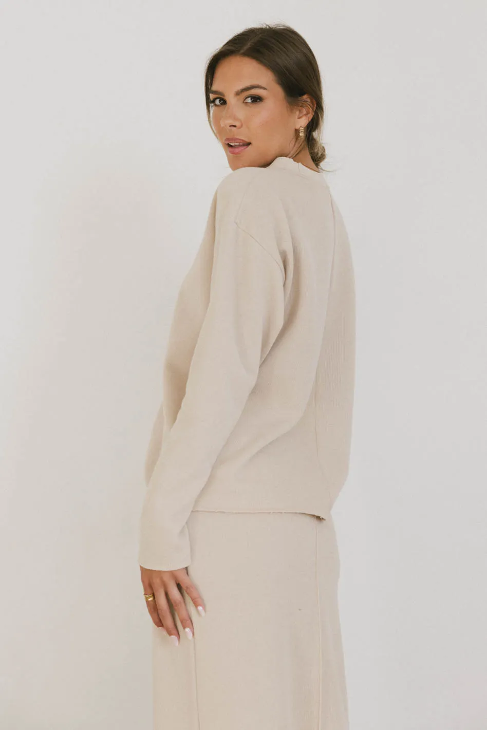 Harden Sweater Top in Taupe - FINAL SALE - Image 2