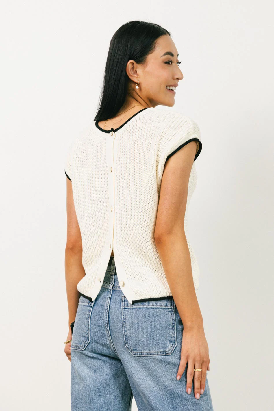 Harmony Contrast Sweater in Cream - FINAL SALE - Image 2