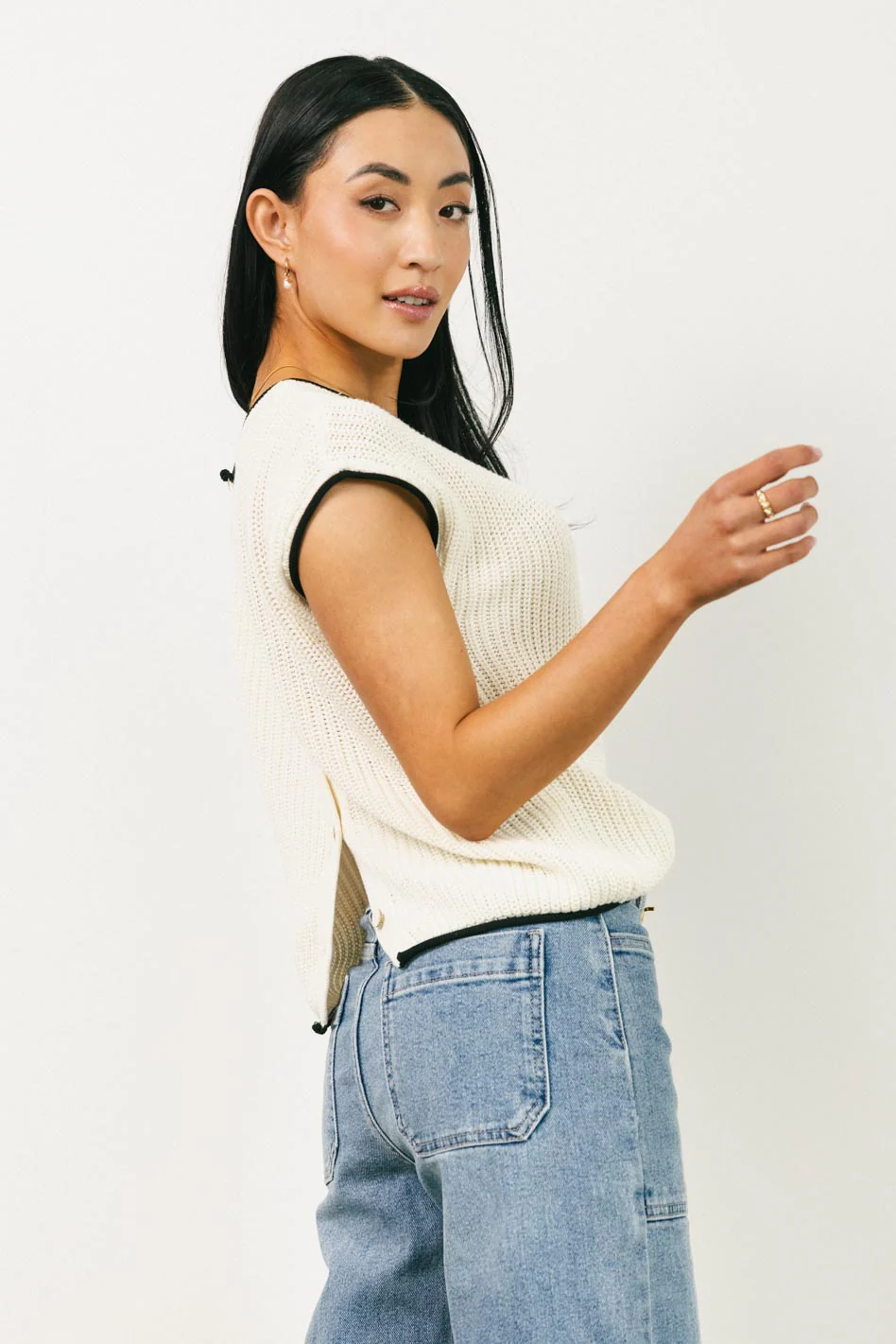 Harmony Contrast Sweater in Cream - FINAL SALE - Image 5