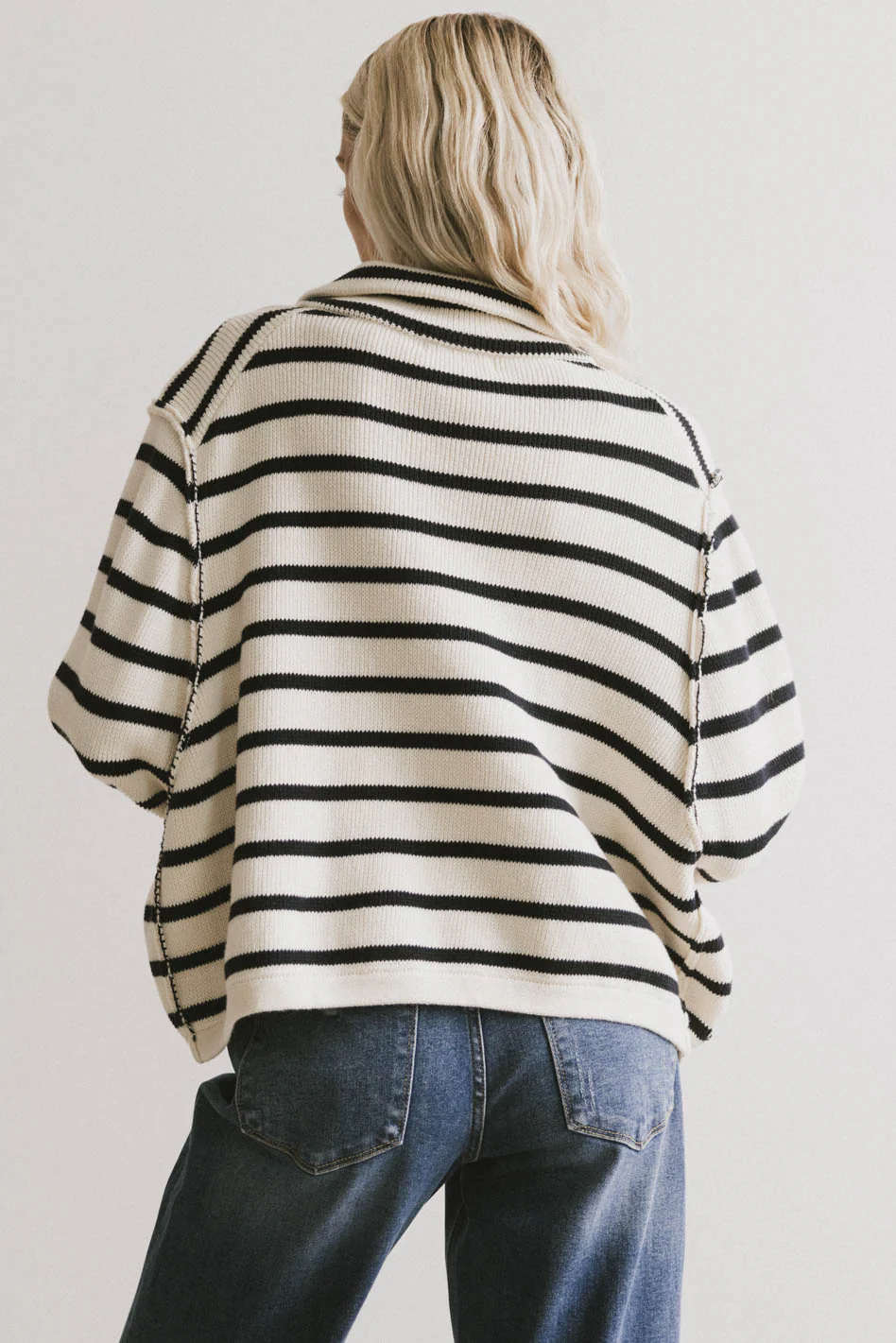 Harper Striped Cardigan in Navy - FINAL SALE - Image 4