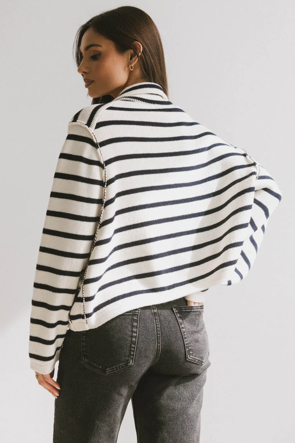 Harper Striped Cardigan in Navy - FINAL SALE - Image 5