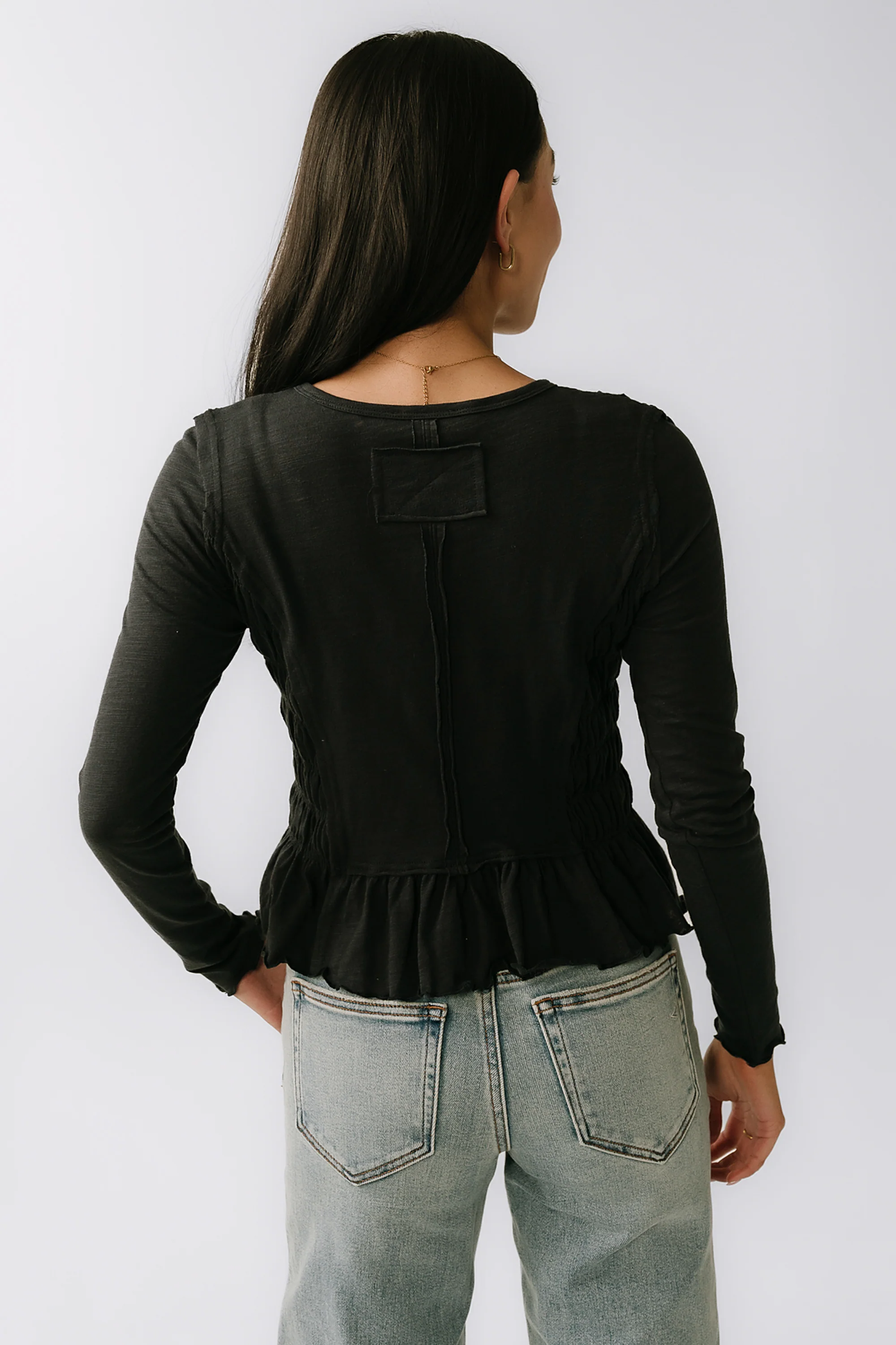 Harry Smocked Top in Black - FINAL SALE - Image 4