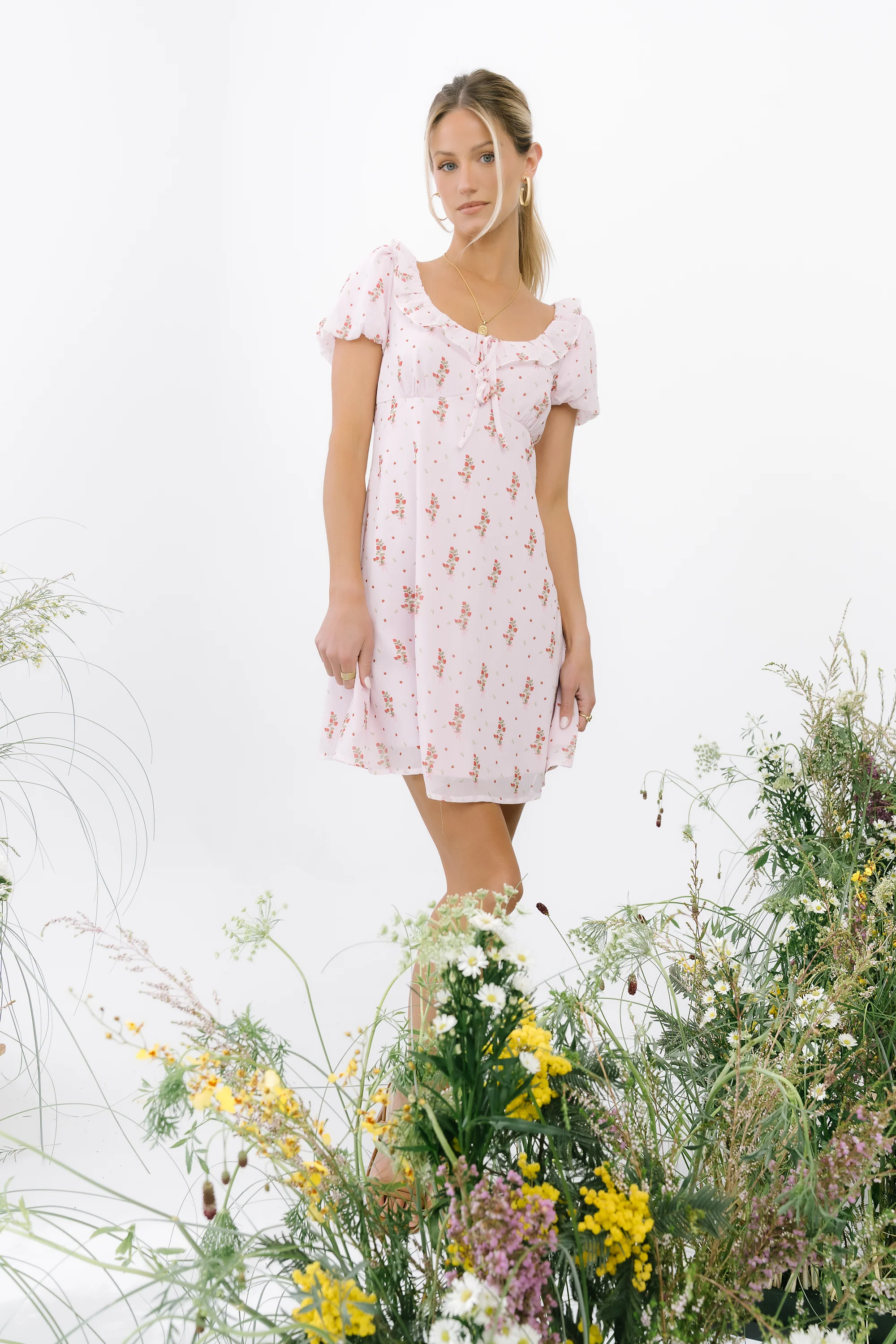 Harvey Floral Mini Dress in Pink