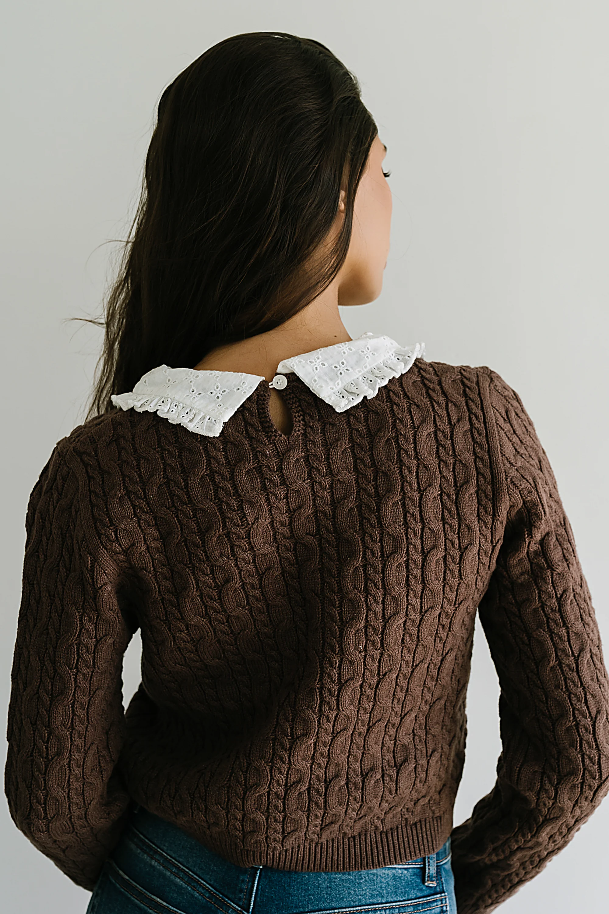 Hayley Collared Sweater in Brown - FINAL SALE - Image 2