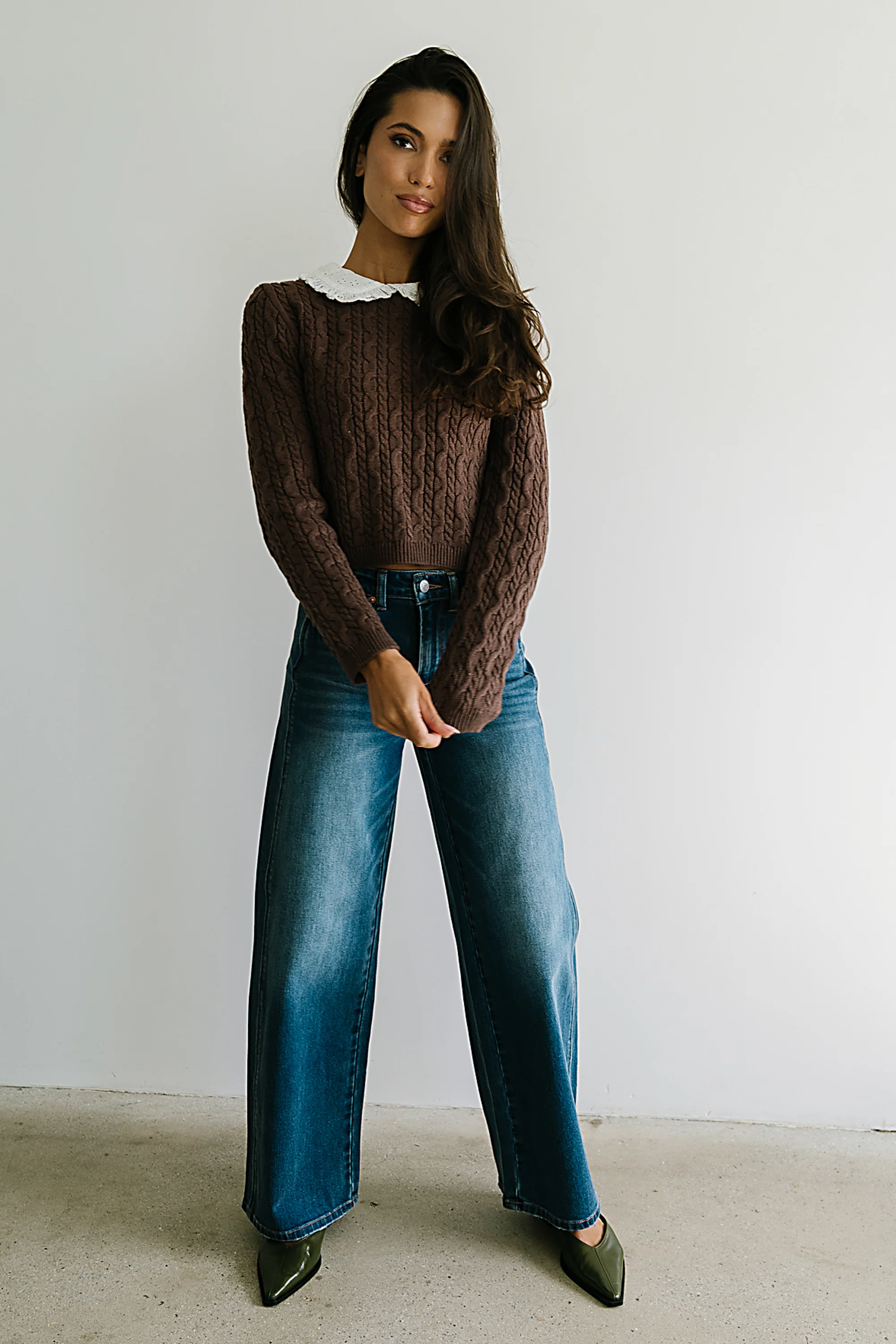Hayley Collared Sweater in Brown - FINAL SALE - Image 5