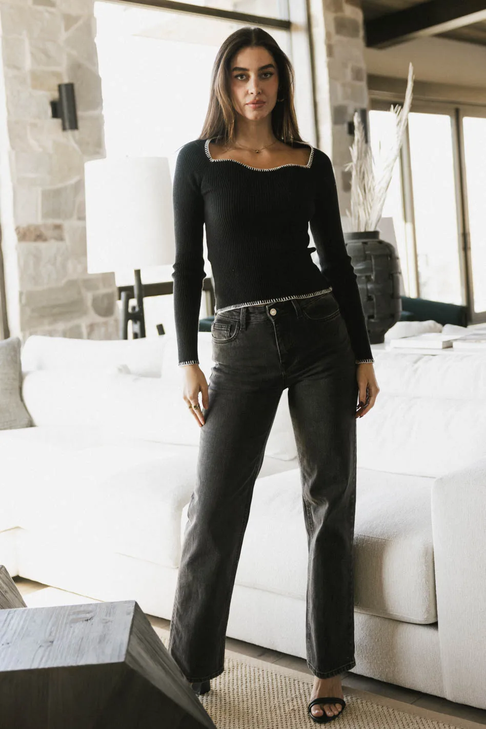 Hazel Ribbed Sweater in Black - FINAL SALE - Image 6