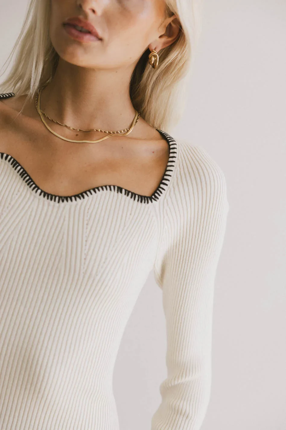 Hazel Ribbed Sweater in Cream - FINAL SALE - Image 2