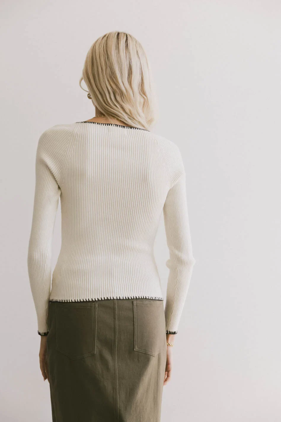 Hazel Ribbed Sweater in Cream - FINAL SALE - Image 4