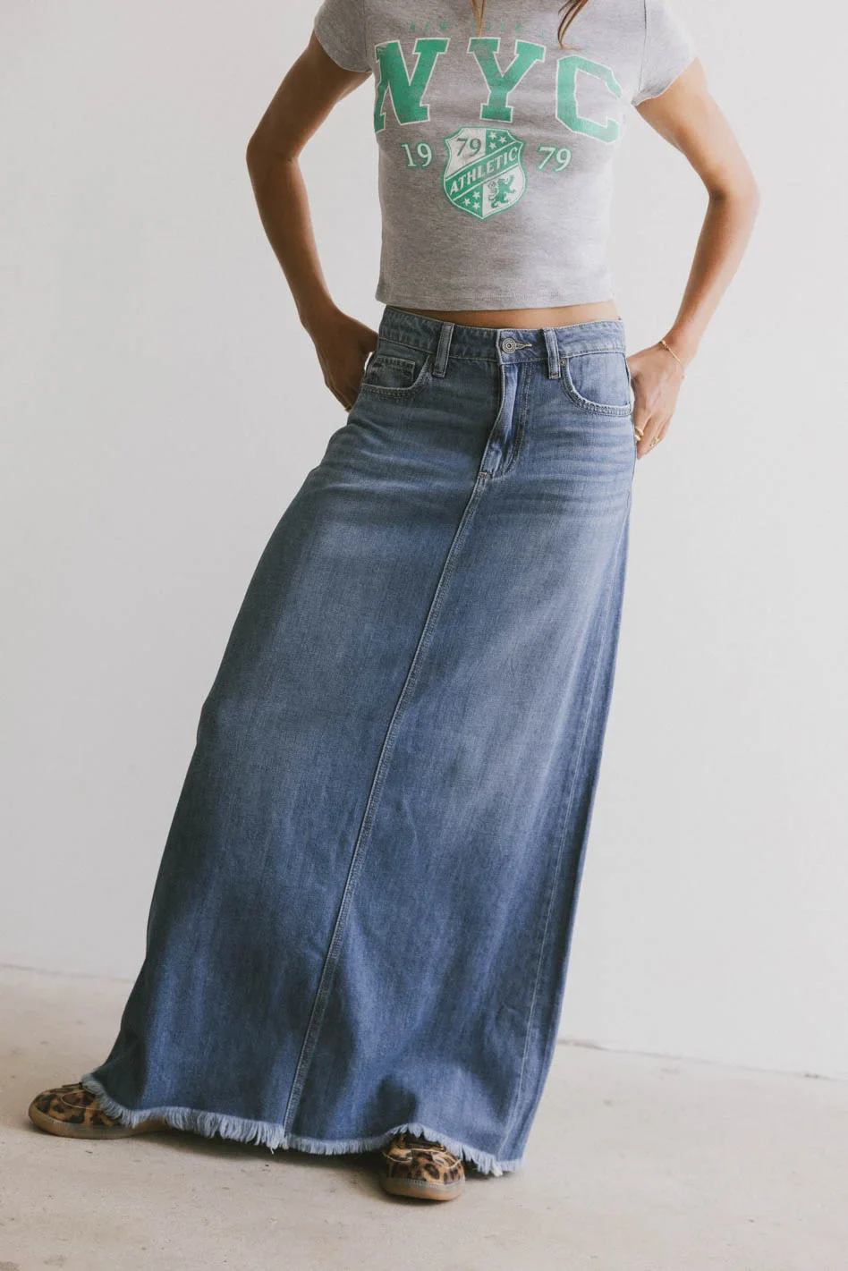 Heather Denim Maxi Skirt - FINAL SALE - Image 4
