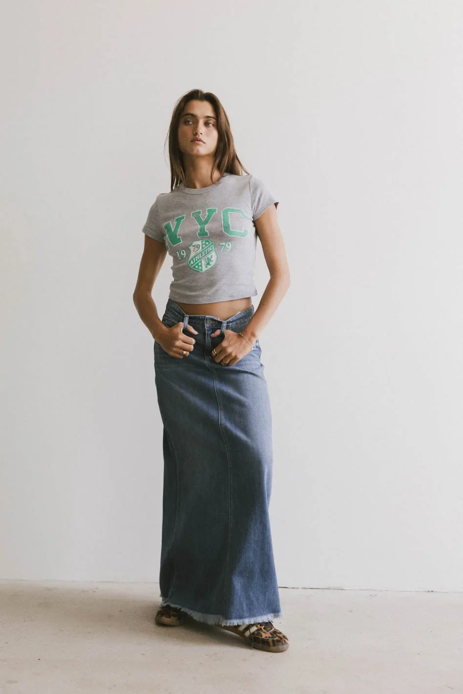 Heather Denim Maxi Skirt - FINAL SALE - Image 5