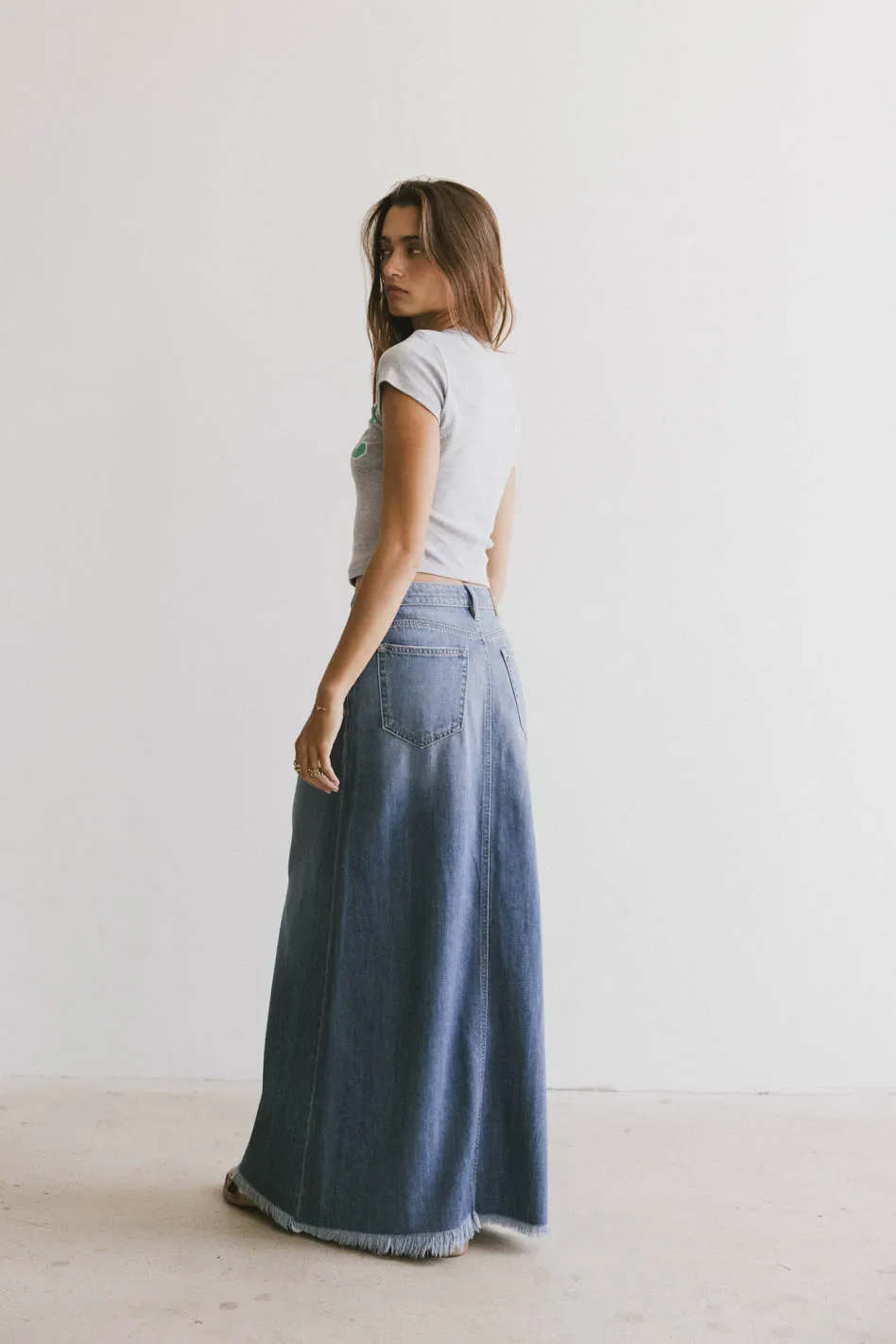 Heather Denim Maxi Skirt - FINAL SALE - Image 6