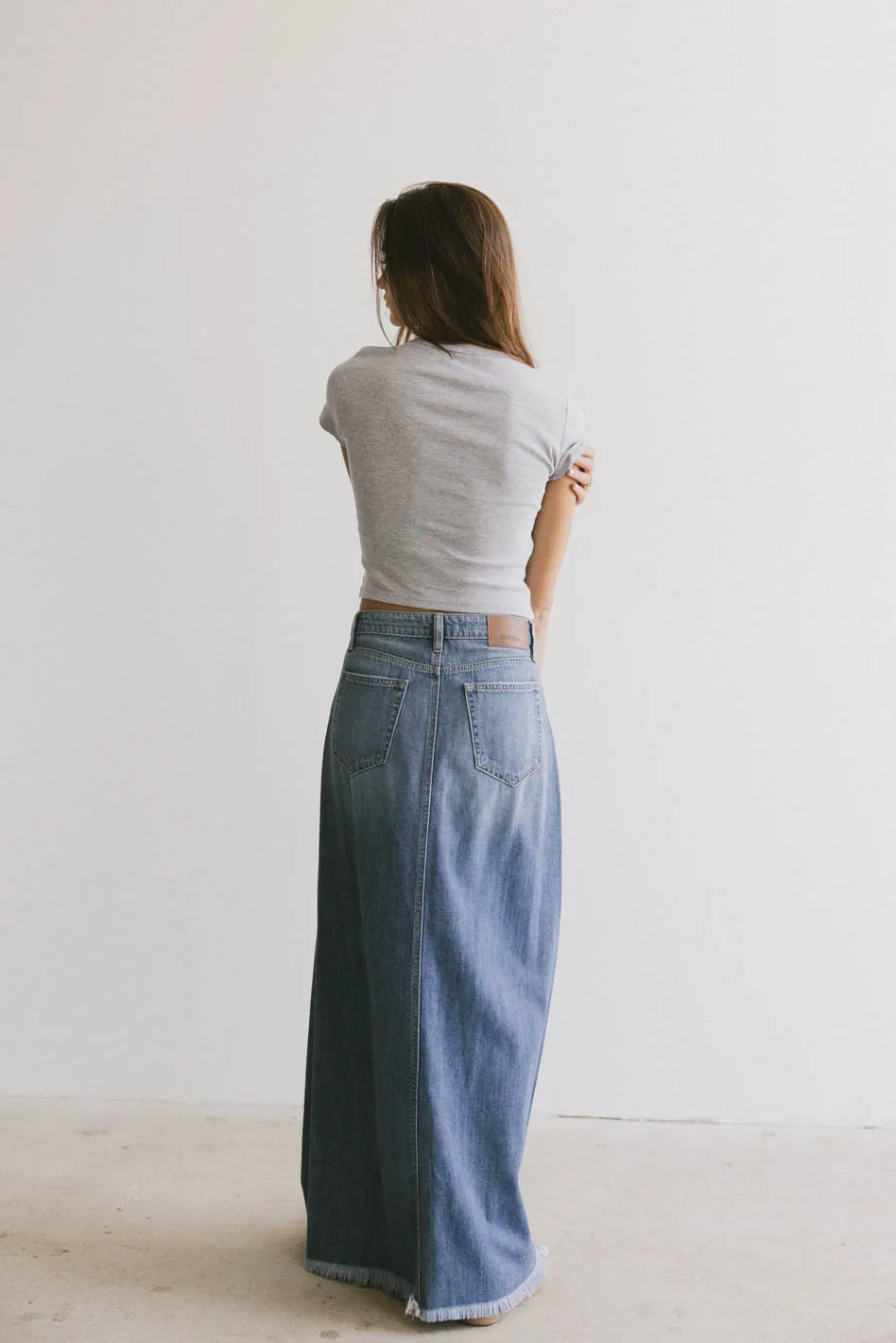 Heather Denim Maxi Skirt - FINAL SALE - Image 7
