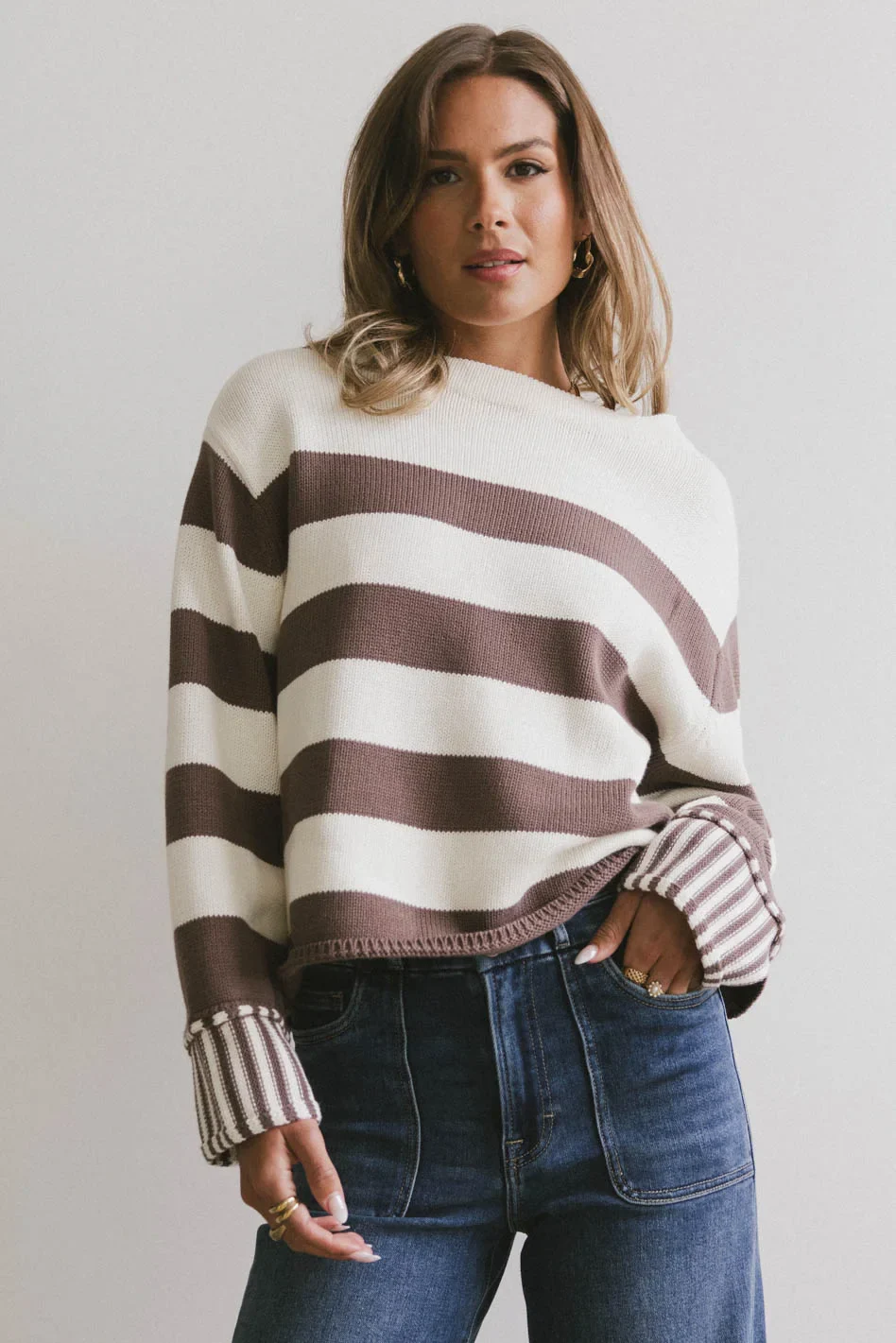 Helena Striped Sweater in Brown - FINAL SALE - Image 4