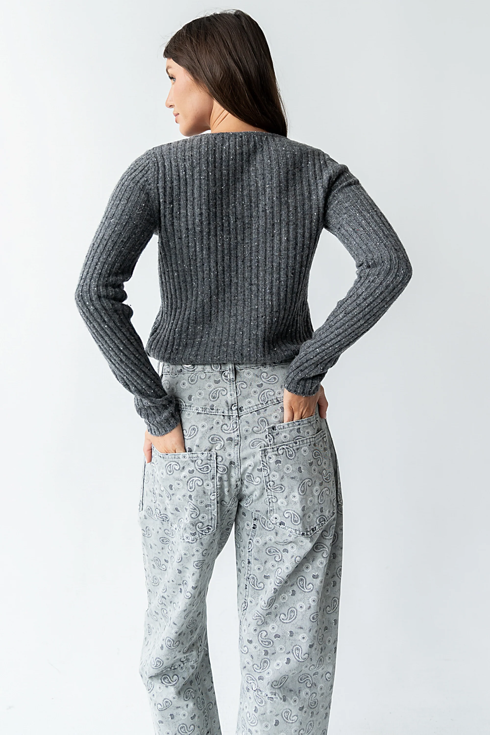 Hellen Knit Cardigan in Charcoal - FINAL SALE - Image 5