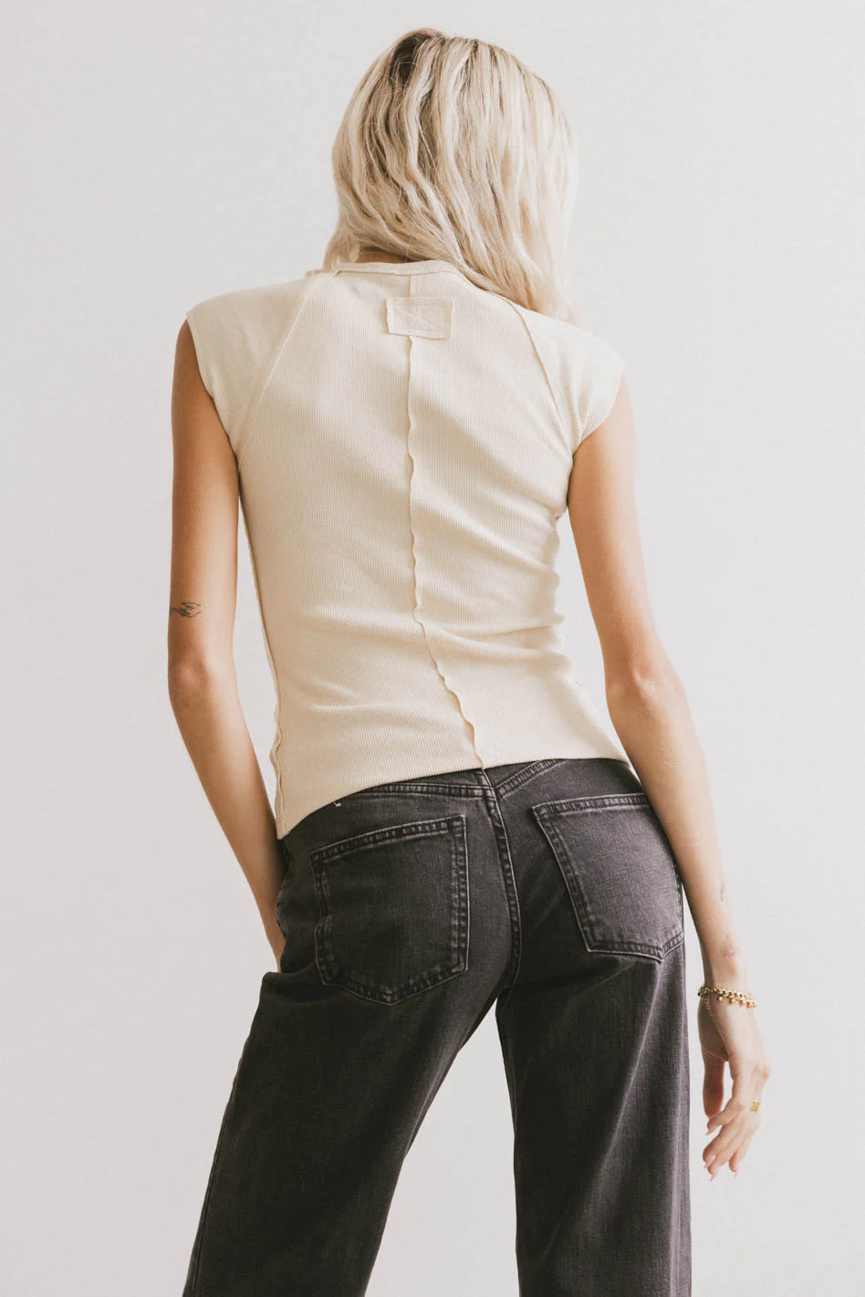 Huxley Cap Sleeve Top in Beige - FINAL SALE - Image 2