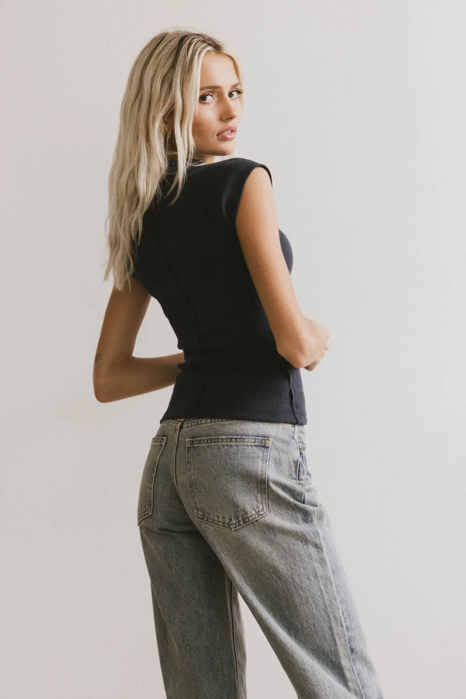 Huxley Cap Sleeve Top in Navy - FINAL SALE - Image 3