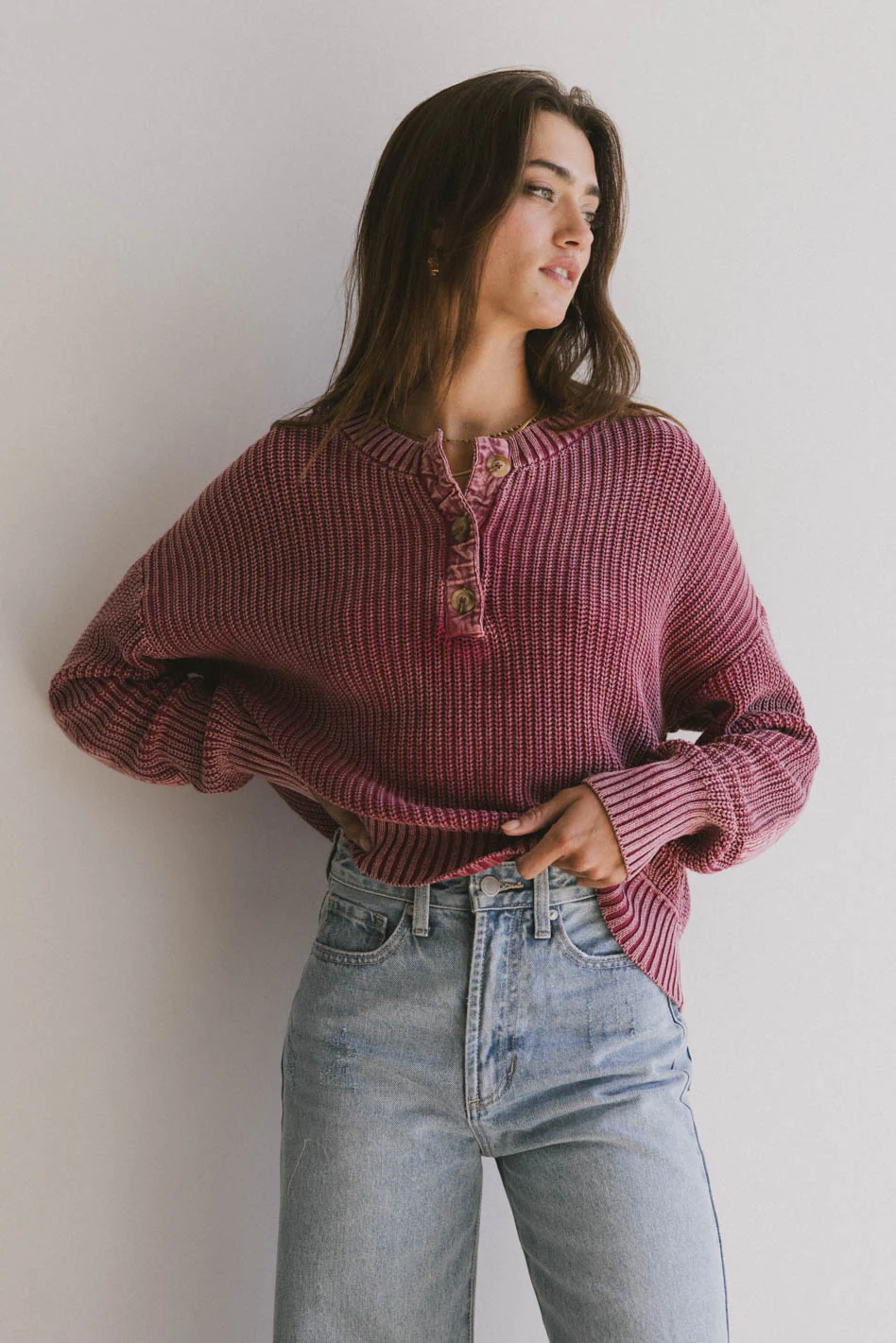Inda Henly Sweater in Burgundy - FINAL SALE - Image 4