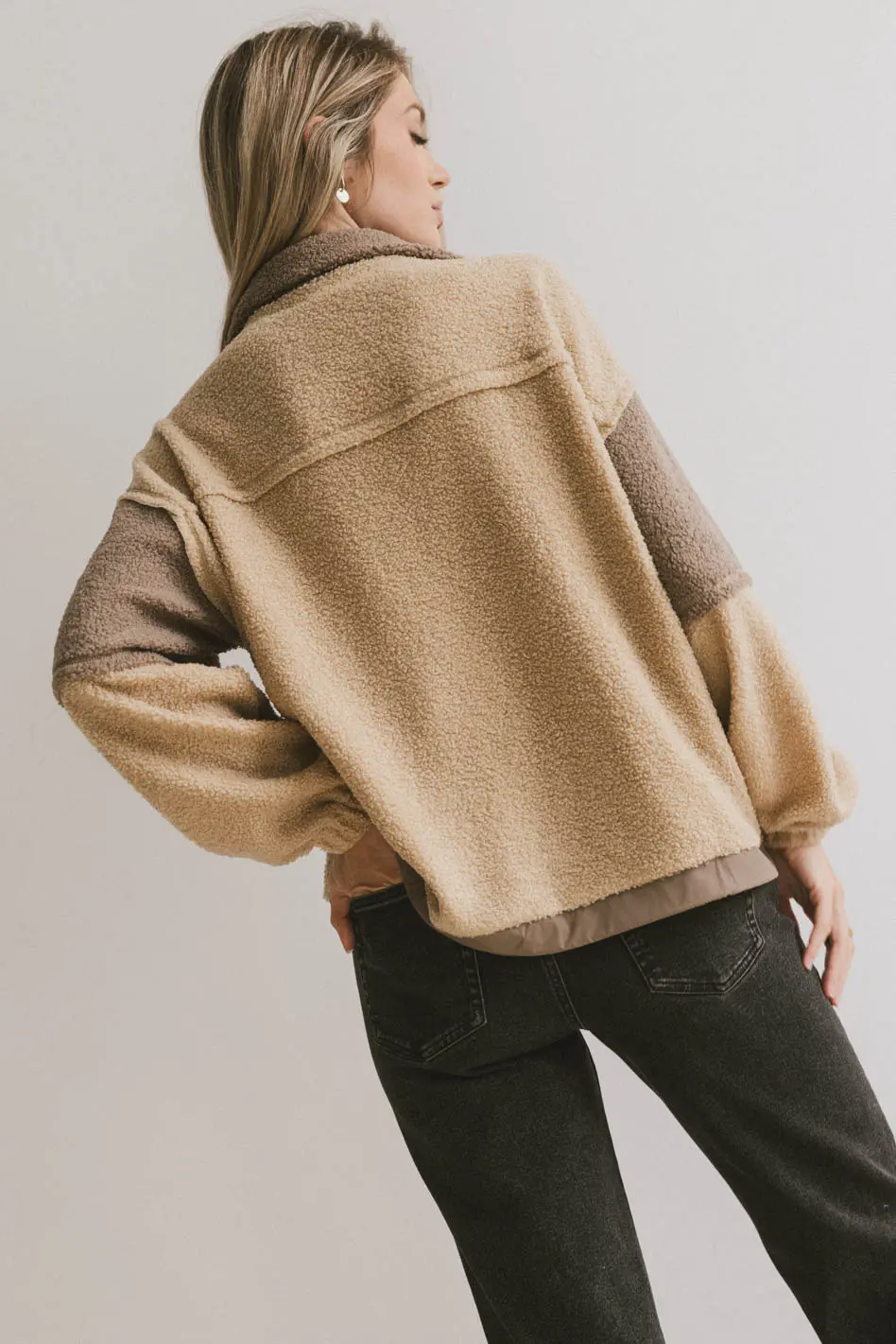 Indra Quarter Zip in Taupe - FINAL SALE - Image 2