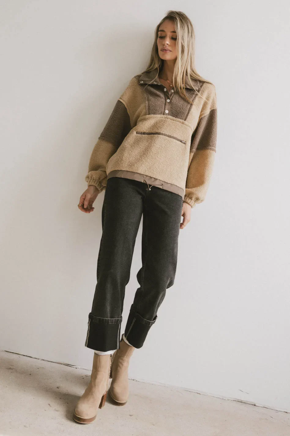 Indra Quarter Zip in Taupe - FINAL SALE - Image 3