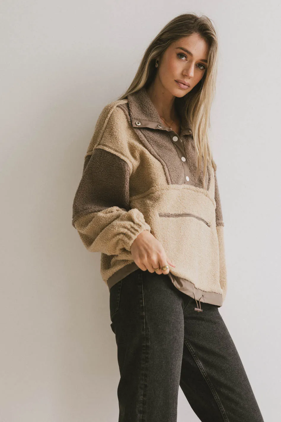 Indra Quarter Zip in Taupe - FINAL SALE - Image 4