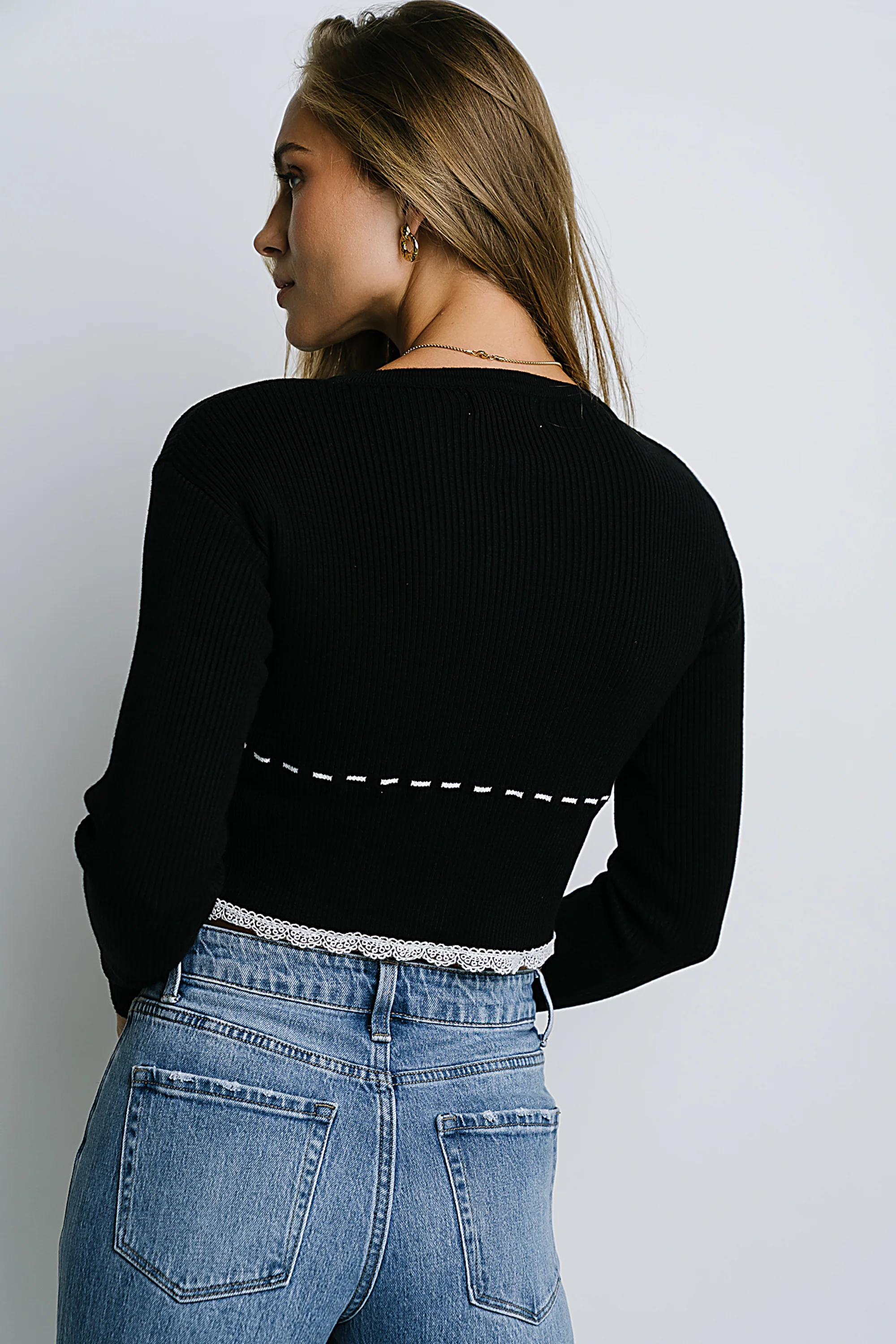 Irene Ribbed Sweater in Black - FINAL SALE - Image 3
