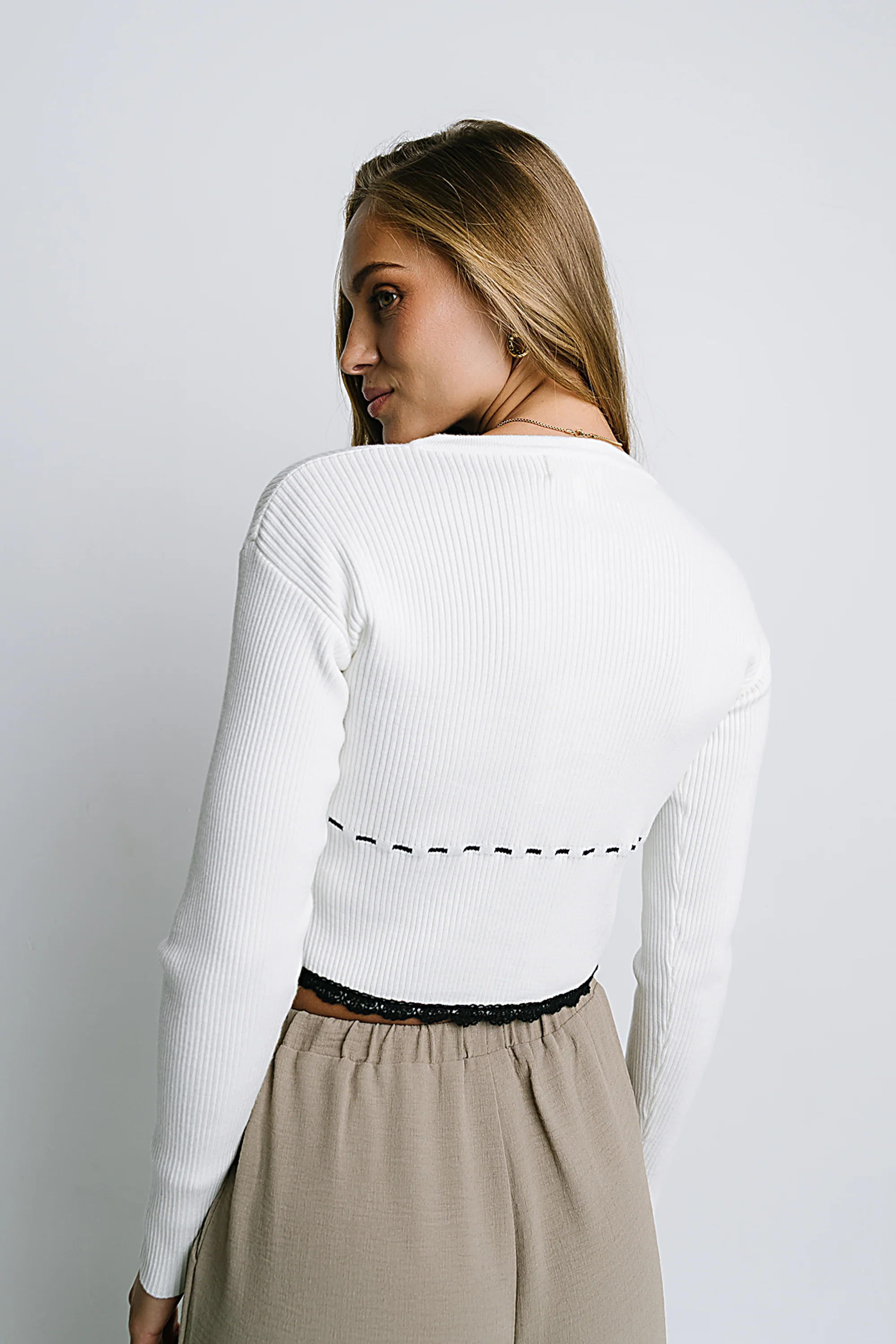 Irene Ribbed Sweater in Cream - FINAL SALE - Image 5