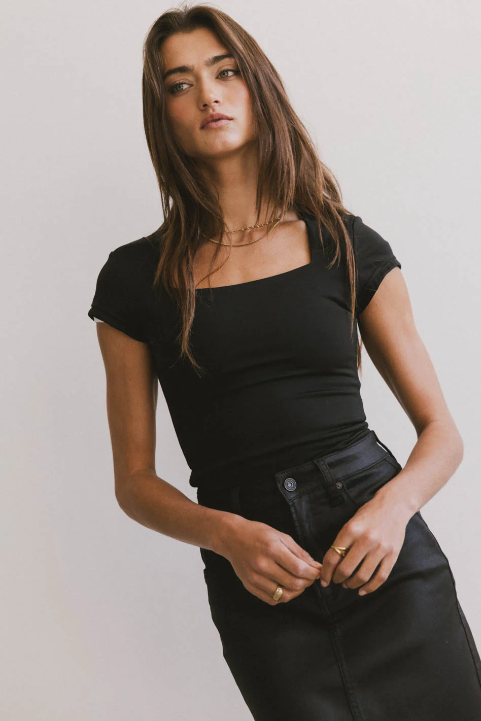 Irene Square Neck Top in Black - FINAL SALE - Image 5