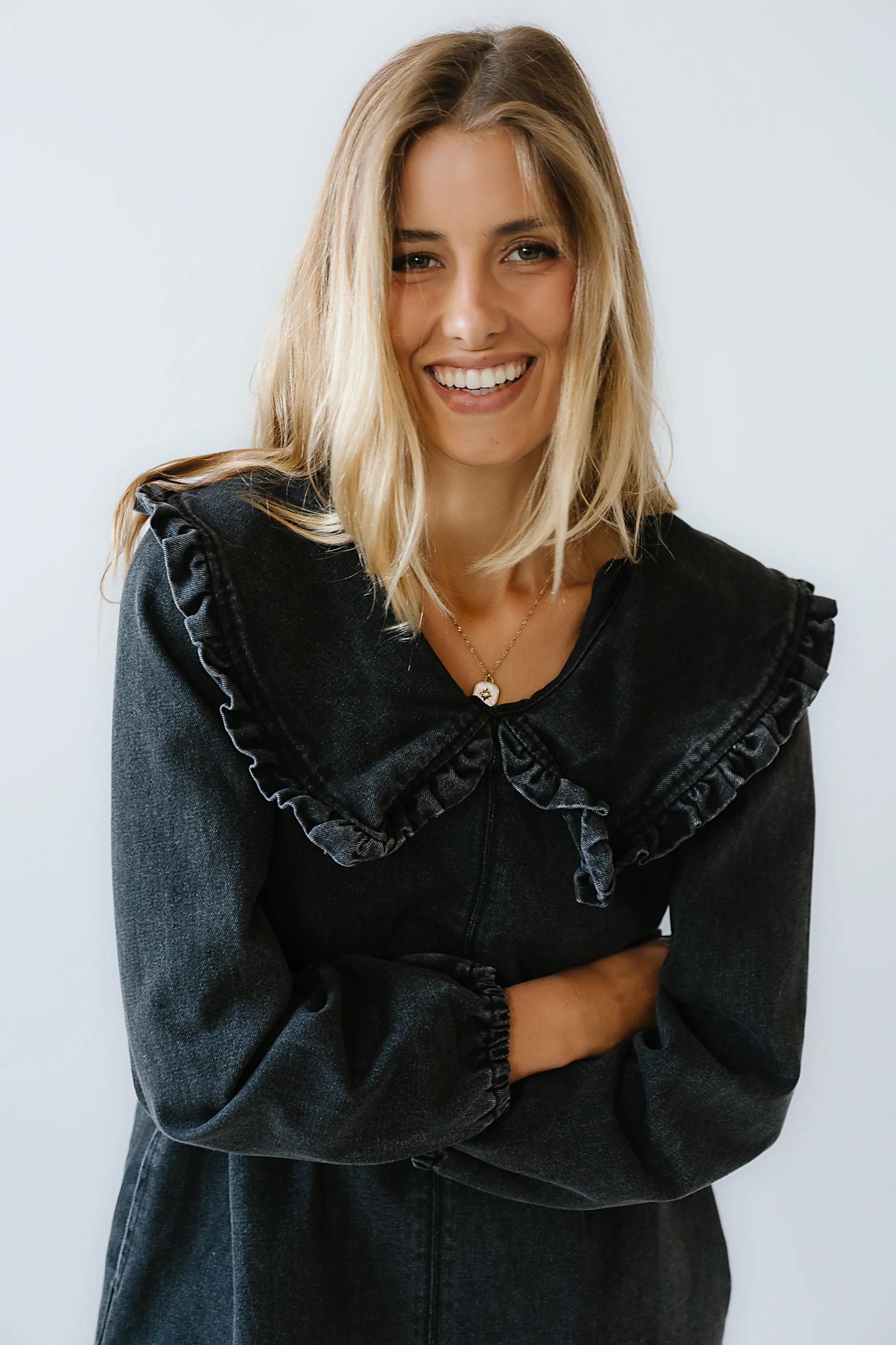 Iris Denim Babydoll Dress - FINAL SALE - Image 4