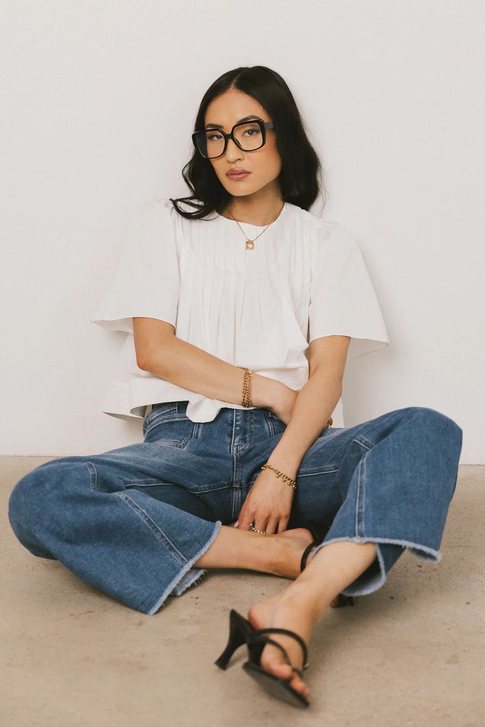 Isha Pleated Top in White - FINAL SALE - Image 2
