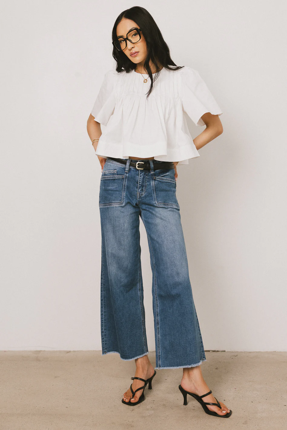 Isha Pleated Top in White - FINAL SALE - Image 3