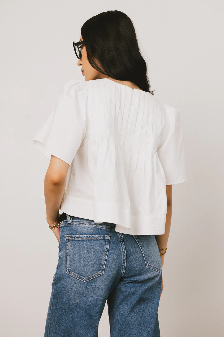Isha Pleated Top in White - FINAL SALE - Image 4